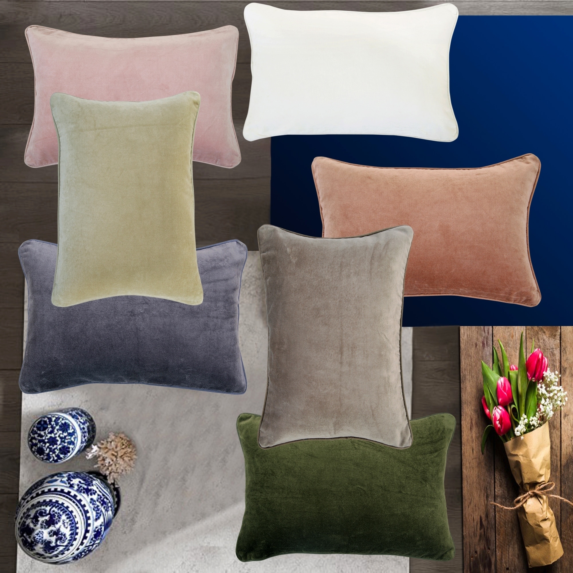 Krus Cotton Velvet 12x18 Lumbar Decorative Throw Pillow Cover Krus Cotton Velvet 12x18 Lumbar Decorative Throw Pillow Cover Set Of 2