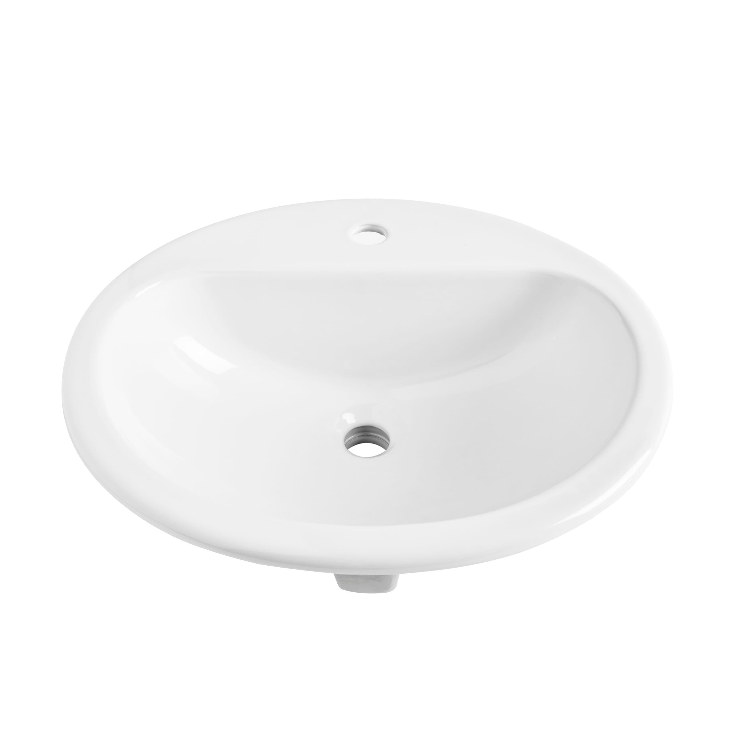Sinkology Rene Oval Drop In Vitreous China Bathroom Sink In White With Overflow Drain
