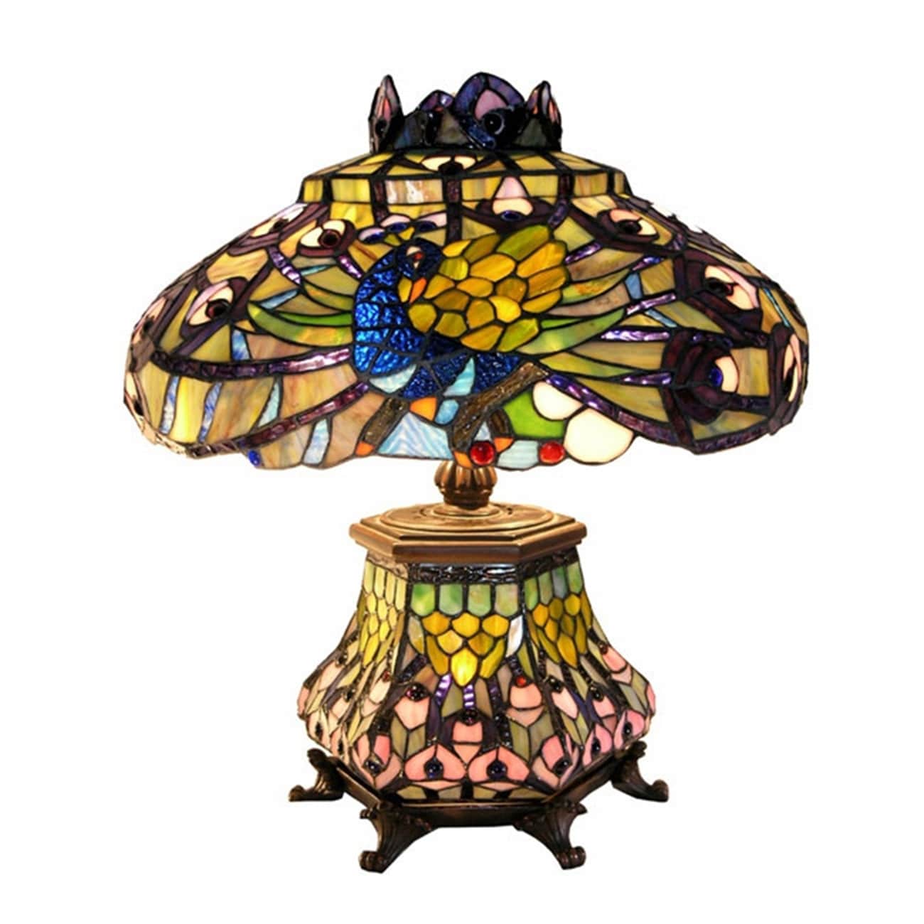 Shop Tiffany Style Peacock Lantern Table Lamp Overstock 27105407