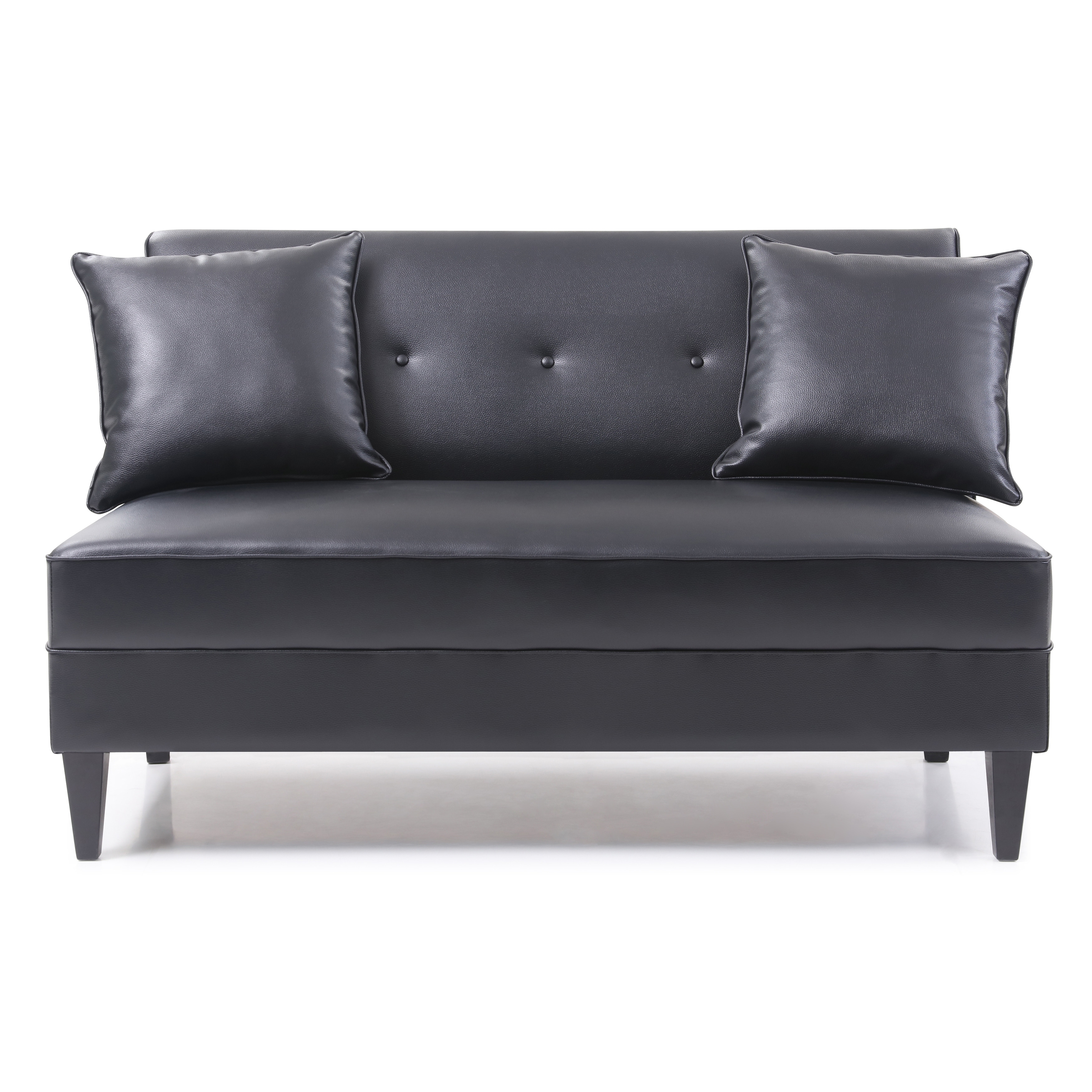 Lyke Home Black Faux Leather Armless Sofa