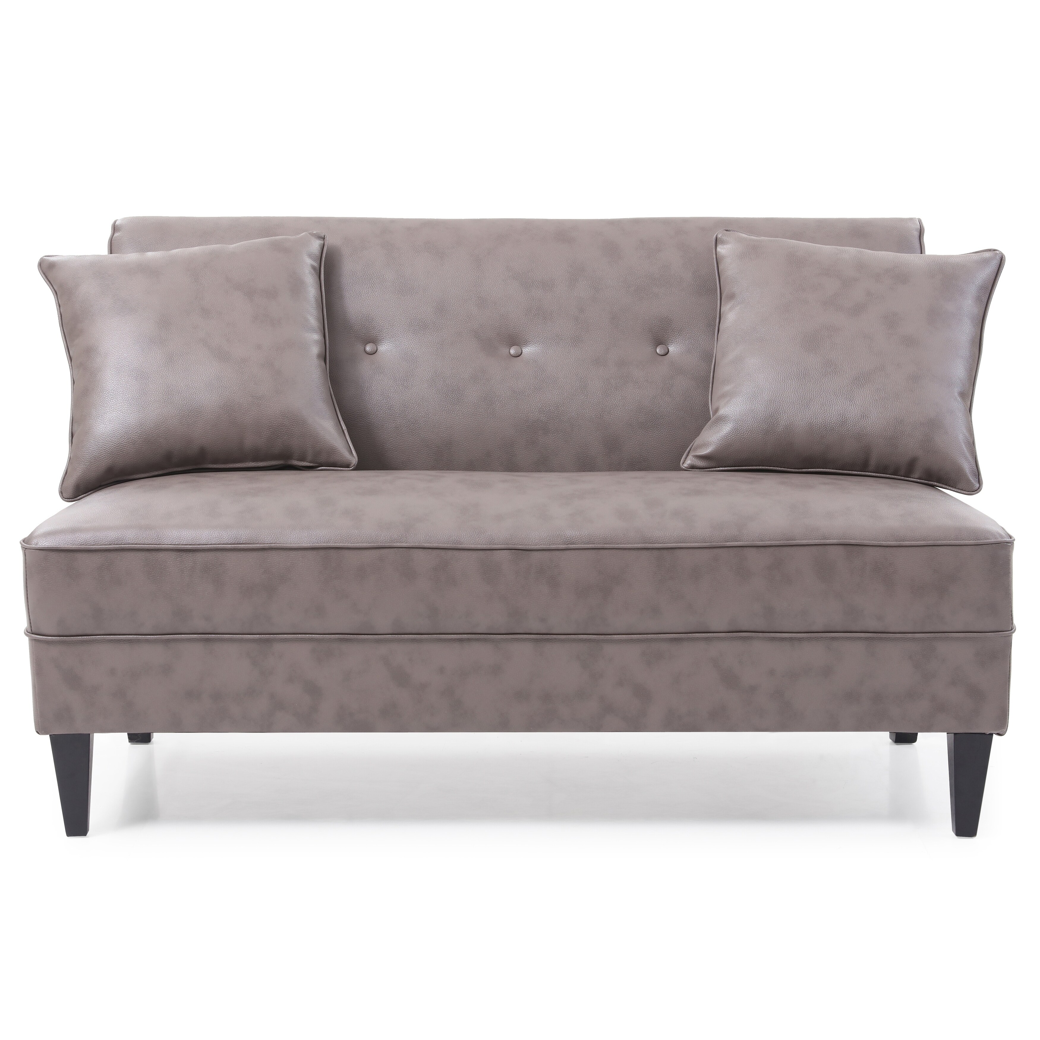 Lyke Home Grey Faux Leather Armless Sofa
