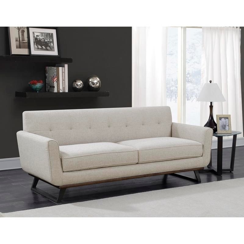 Willow Beige Tufted Mid Century Modern Sofa