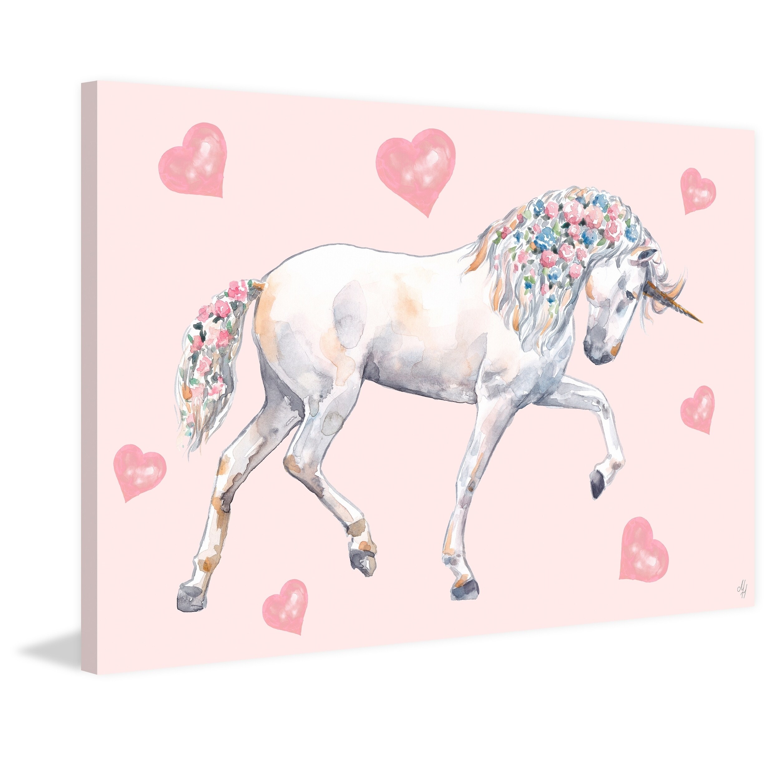 Shop Marmont Hill Handmade Cute Floral Haired Unicorn Print On