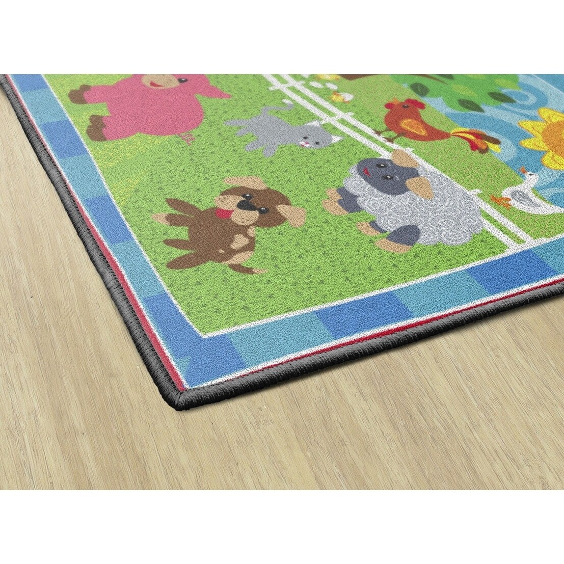 Flagship Carpets CE417-12W Cutie Barnyard 3x5 Childrens Classroom Nursery Rug Rectangle