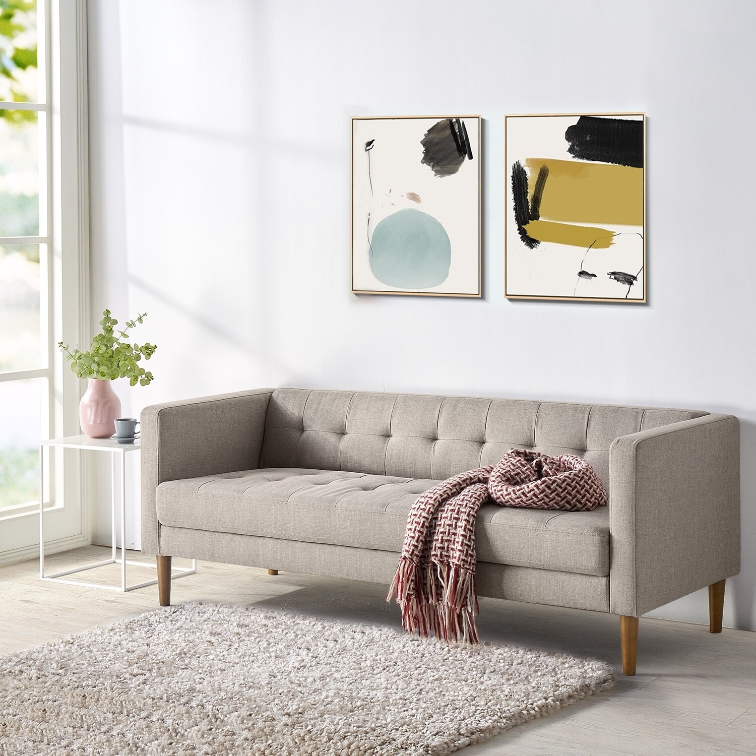 Zinus Priage Oatmeal Grey Semi Firm Sofa