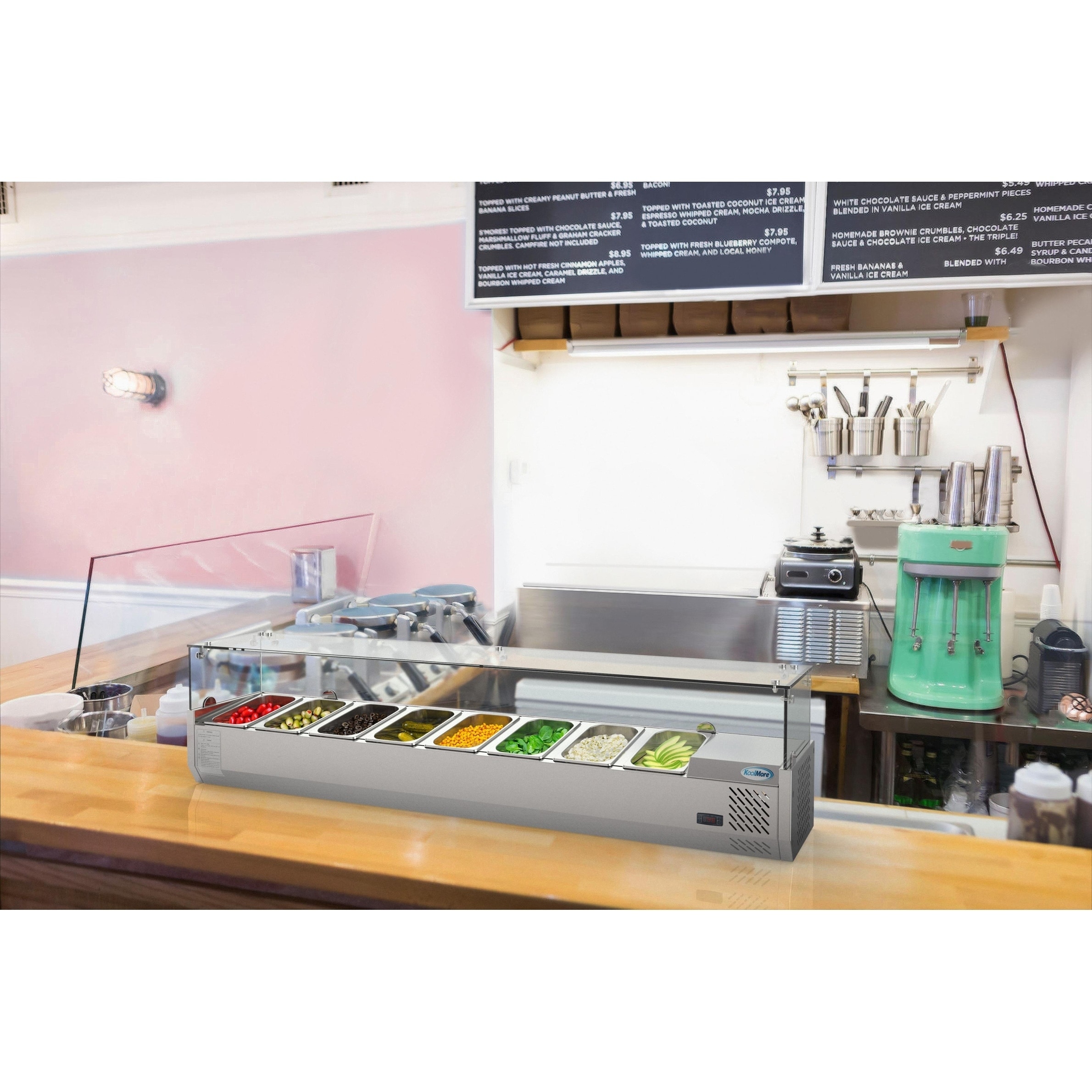 Koolmore 71 Countertop Condiment Refrigerated Prep Station Koolmore 71 Countertop Condiment Refrigerated Prep Station With Gl Sneeze Guard Free Shipping Today 27648781
