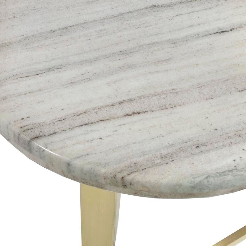 Mid Century Modern Kidney Shape Carrara Marble Coffee Table