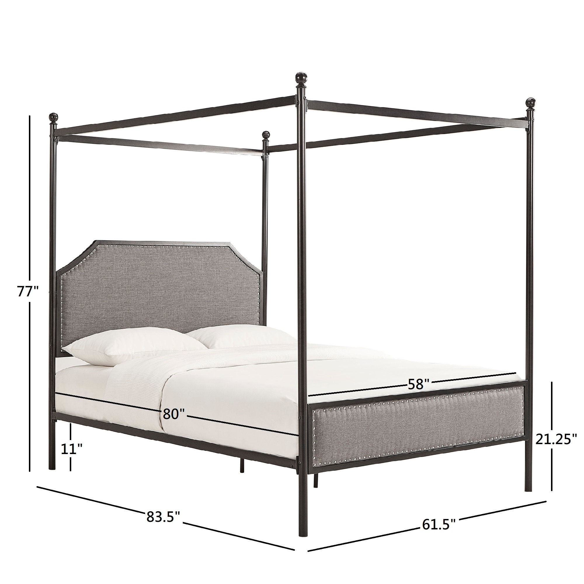 Rayen Grey Upholstered Metal Canopy Queen Bed By Inspire Q Rayen Grey Upholstered Metal Canopy Queen Bed By Inspire Q Clic On Free Shipping Today 27890304