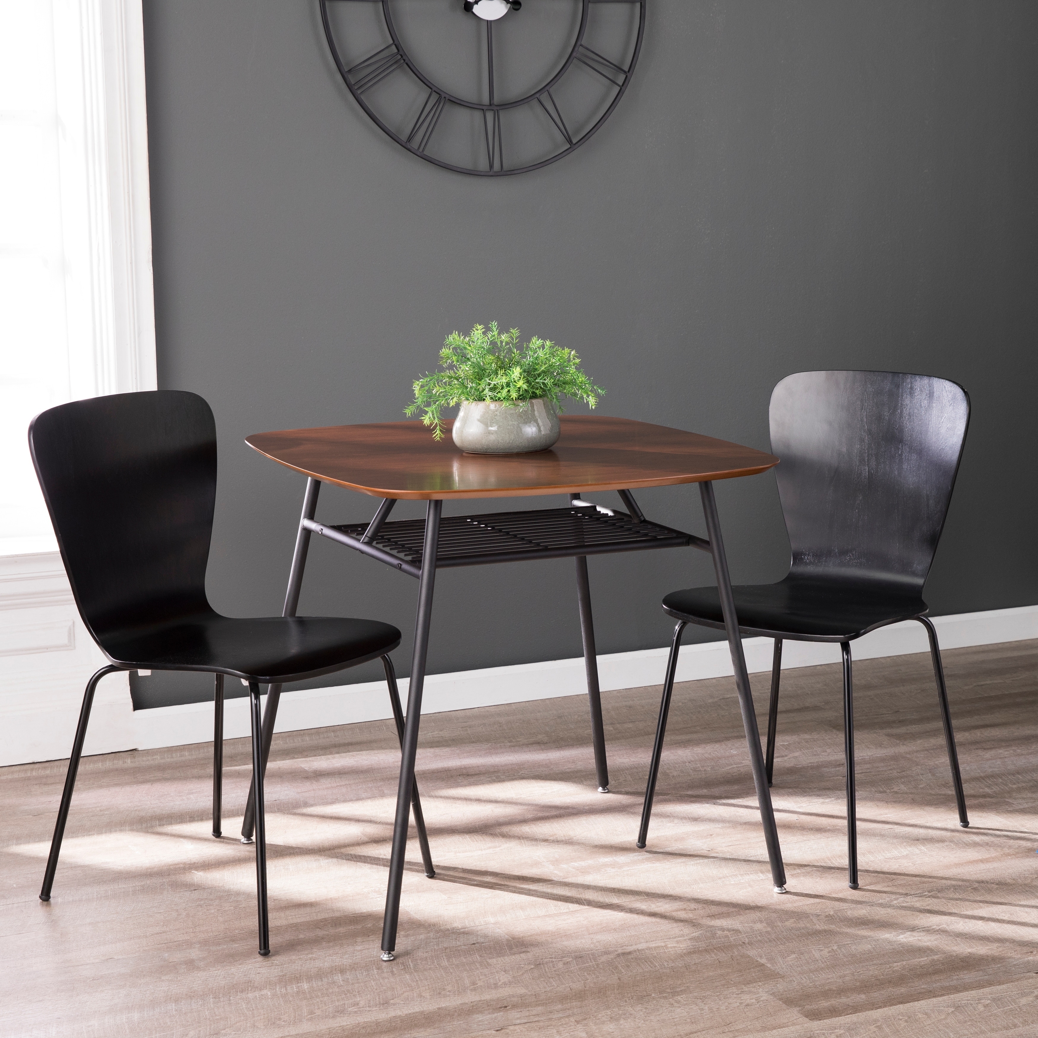 Carson Carrington Walnut Square Dining Table Wood Top Carson Carrington Walnut Square Dining Table Wood Top W Black Metal Frame Seats 2