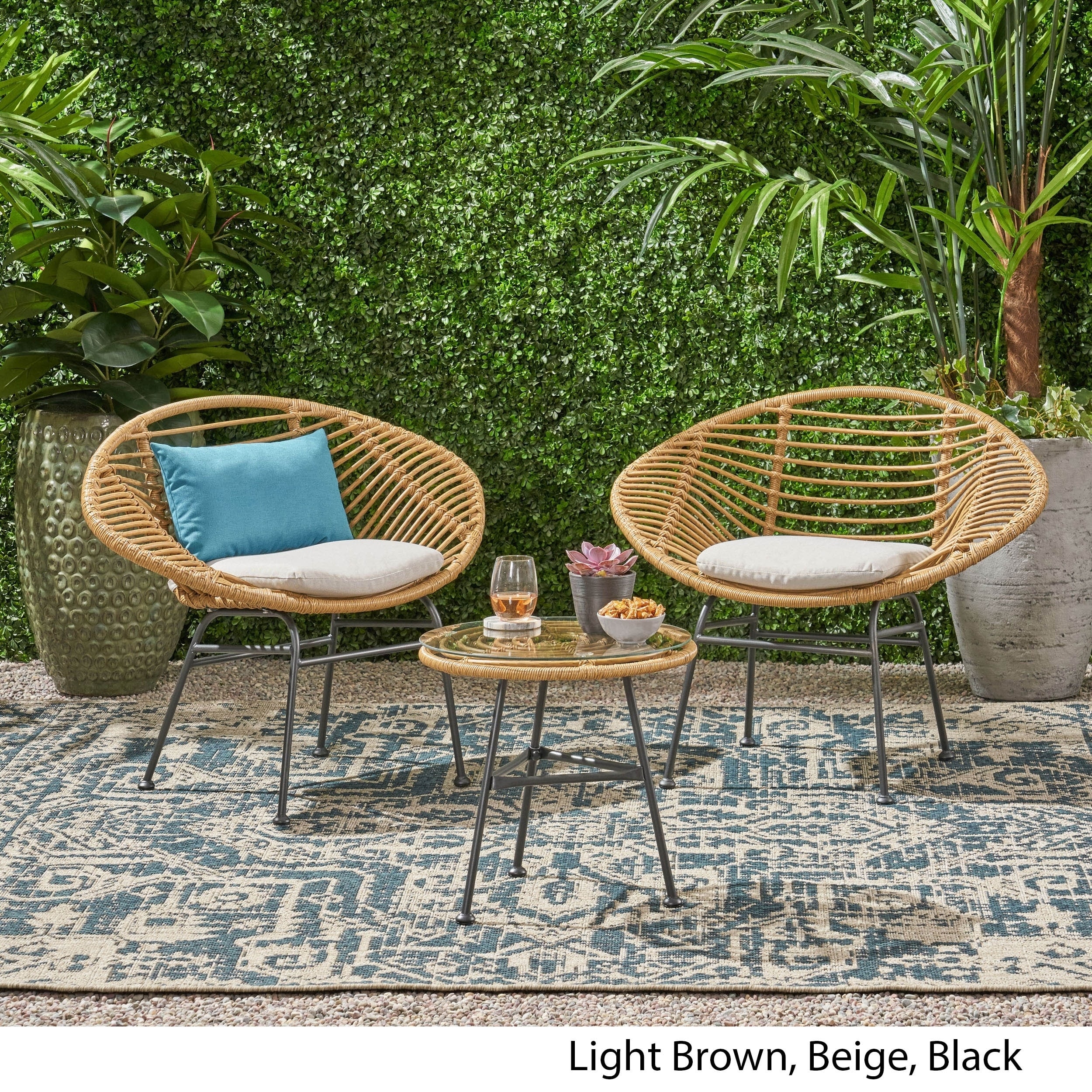 Shop Meridian Outdoor 2 Seater Faux Wicker Chat Set With Tempered Glass Table By Christopher Knight Home On Sale Overstock 28072861