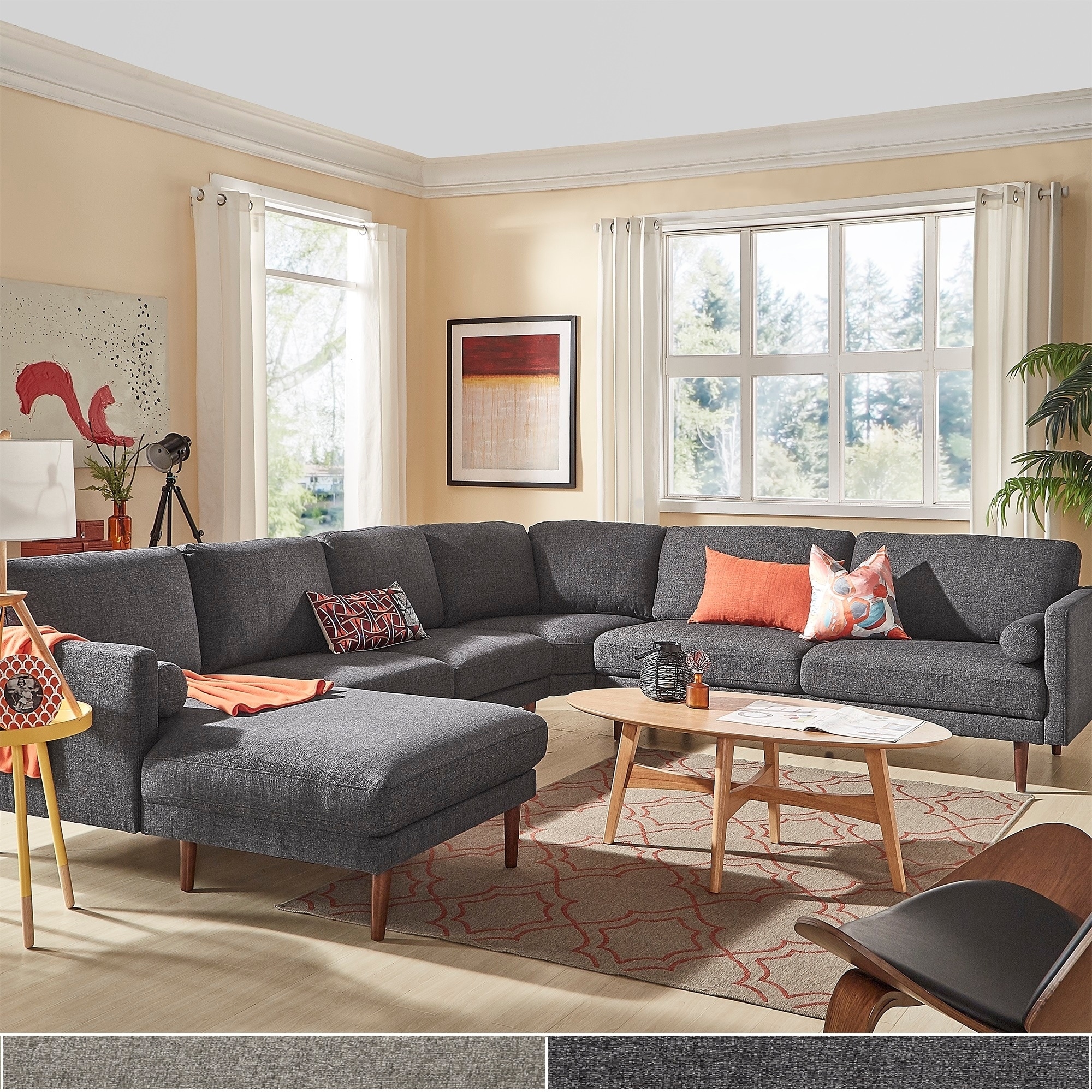 Oana Mid Century Sectional Sofa With Chaise Lounge By Inspire Q Modern