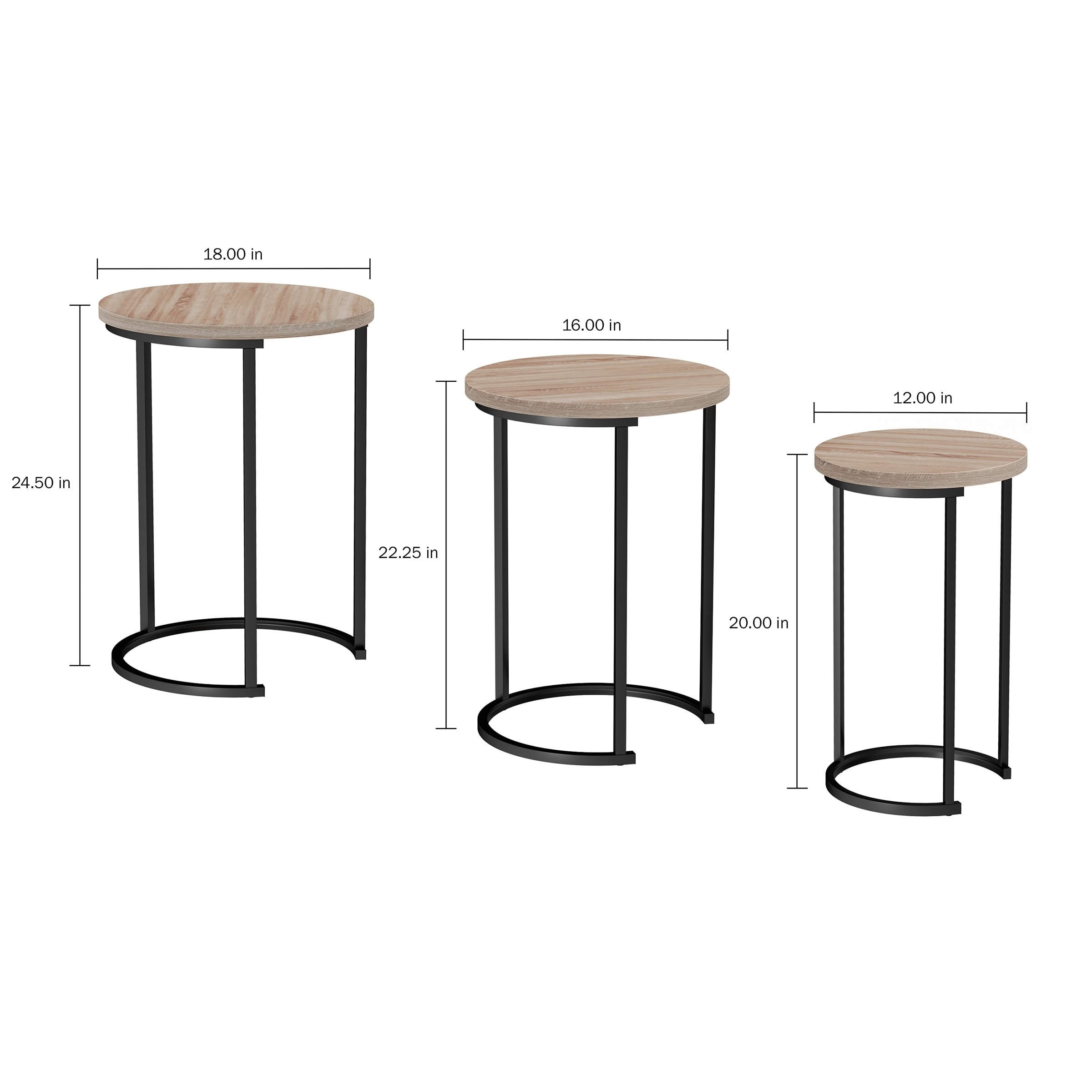 Lavish Home Accent Furniture Woodgrain Look Round Nesting Lavish Home Accent Furniture Woodgrain Look Round Nesting Tables With Black Base Set Of 3 On Free Shipping Today 28082290