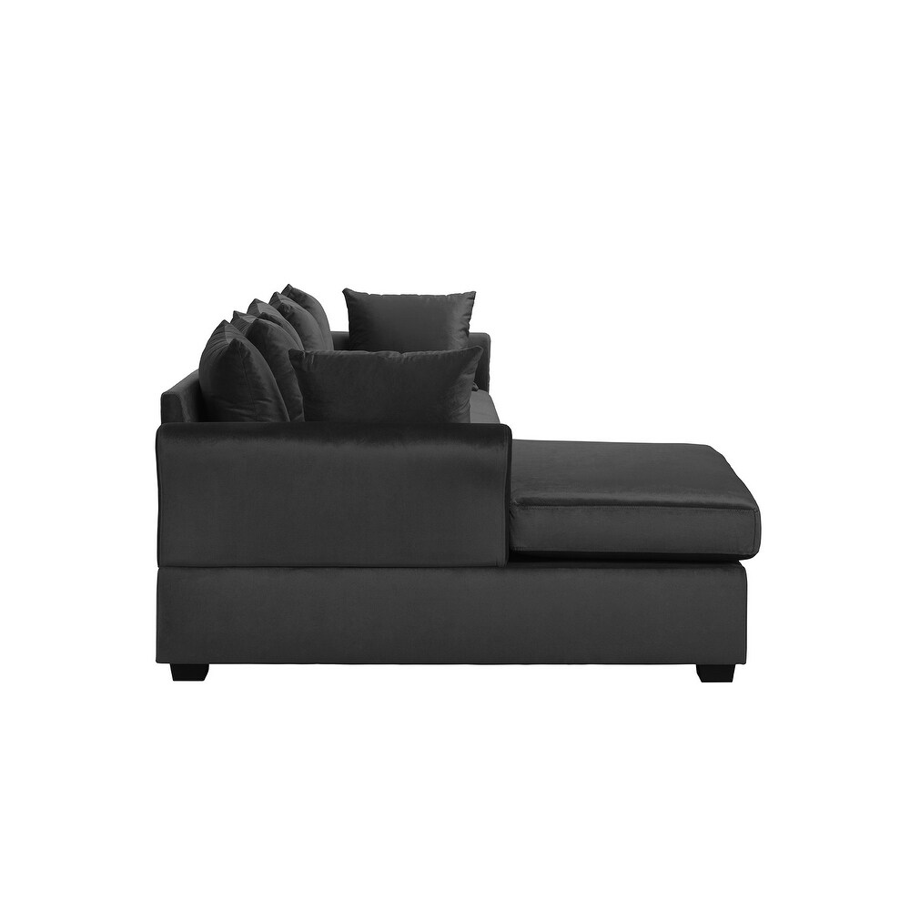 Low Profile Sectional Sofa With Left Facing Chaise Velvet
