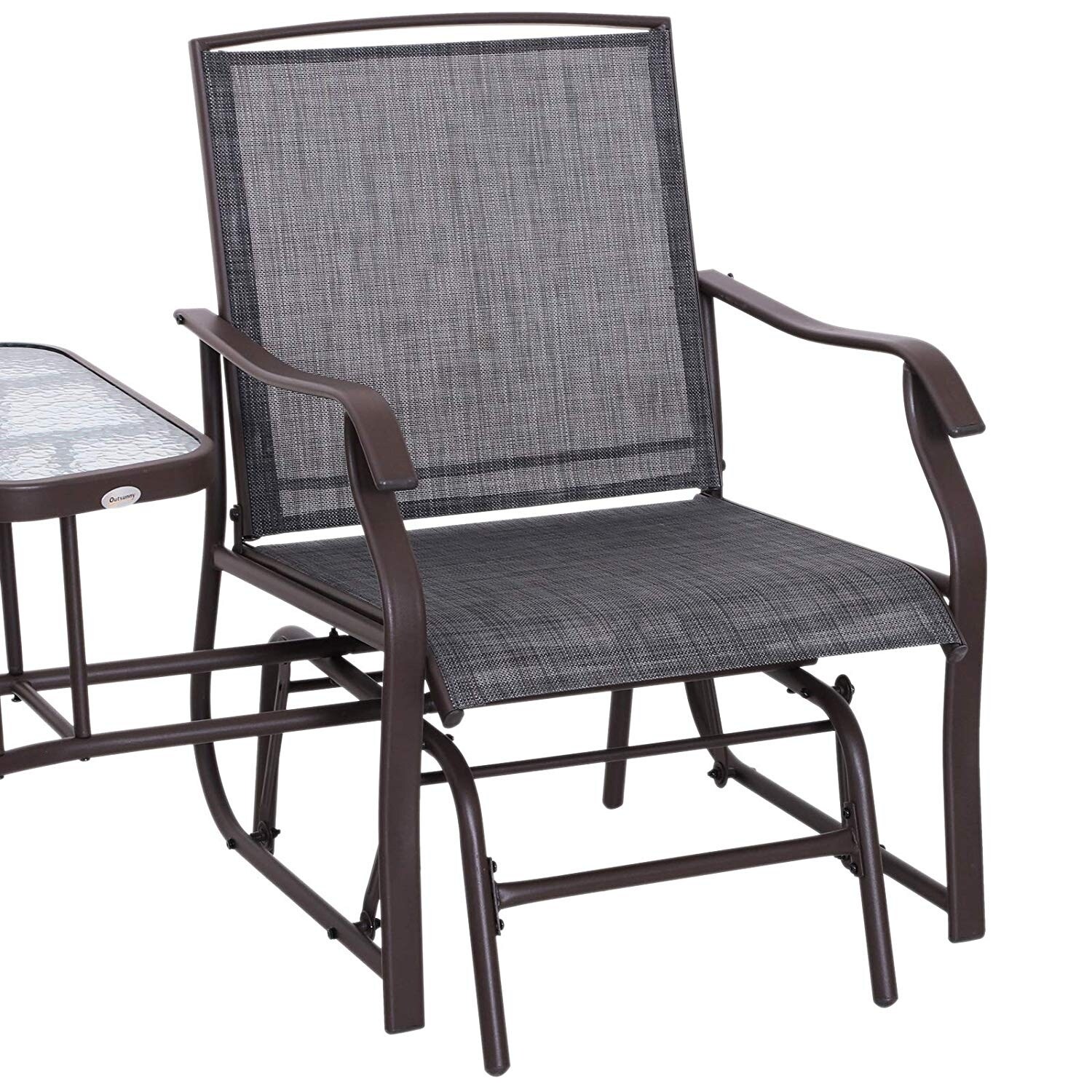 Black Double Swing Bench Outdoor Garden Patio Furniture Relax Comfort 2 Seats Poolside Lightweight Glider Rocking
