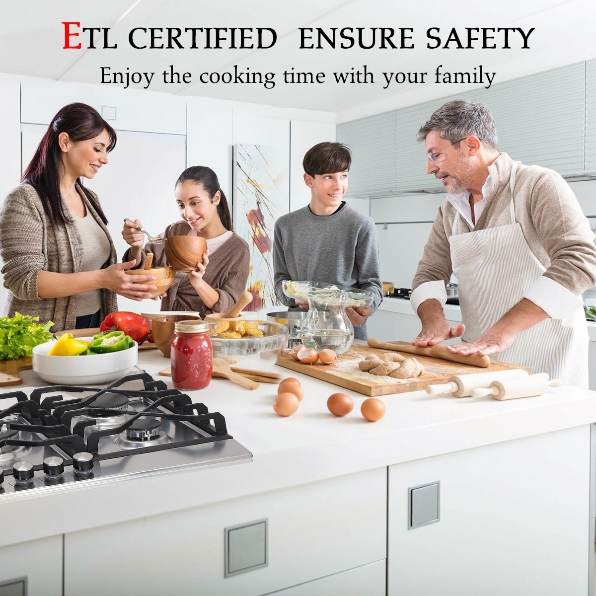 Thermocouple Protection /& Easy To Clean ETL Safety Certified Gas Cooktop Tempered Glass LPG Natural Gas Cooktop Gas Stove Top with 5 Sealed Burners Gasland chef GH90BF 36 Built-in Gas Stove Top