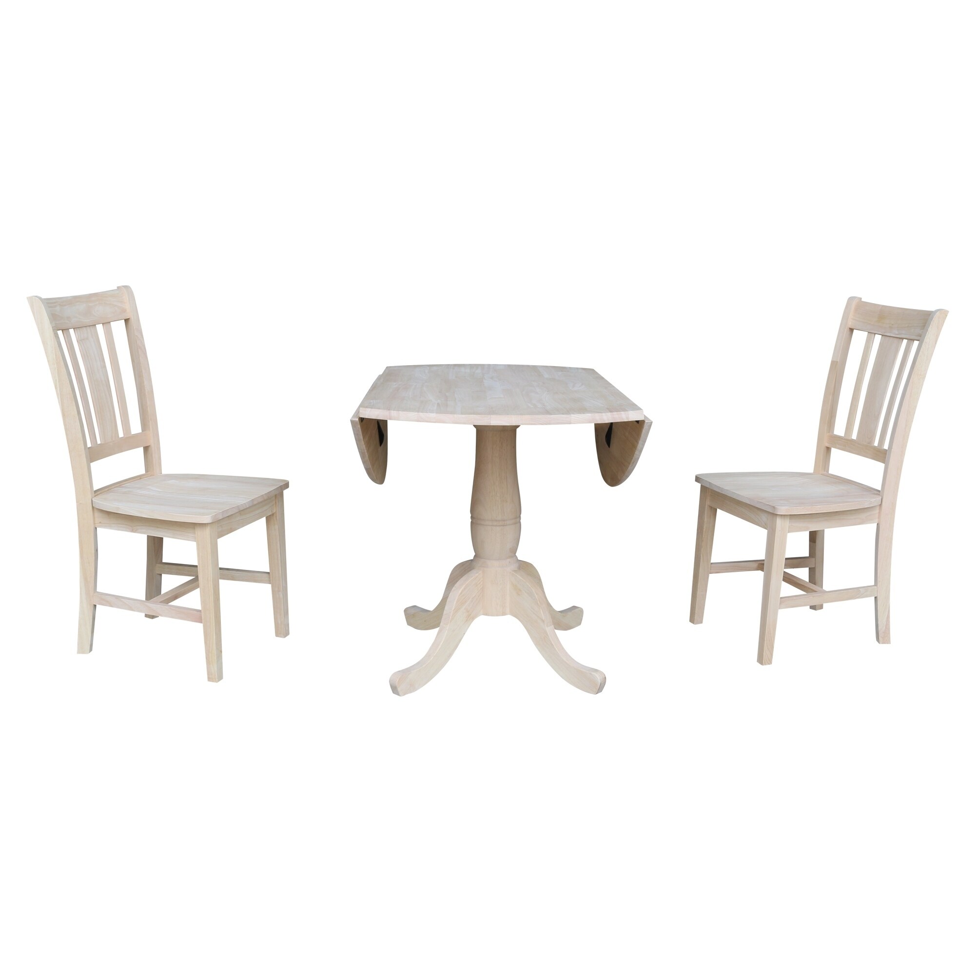 42 Round Top Table With Two San Remo Chairs Unfinished