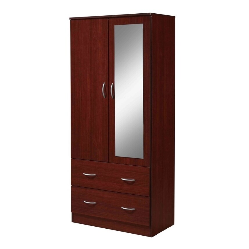 Shop Hodedah 2 Door Armoire With 2 Drawers Mirror And Clothing