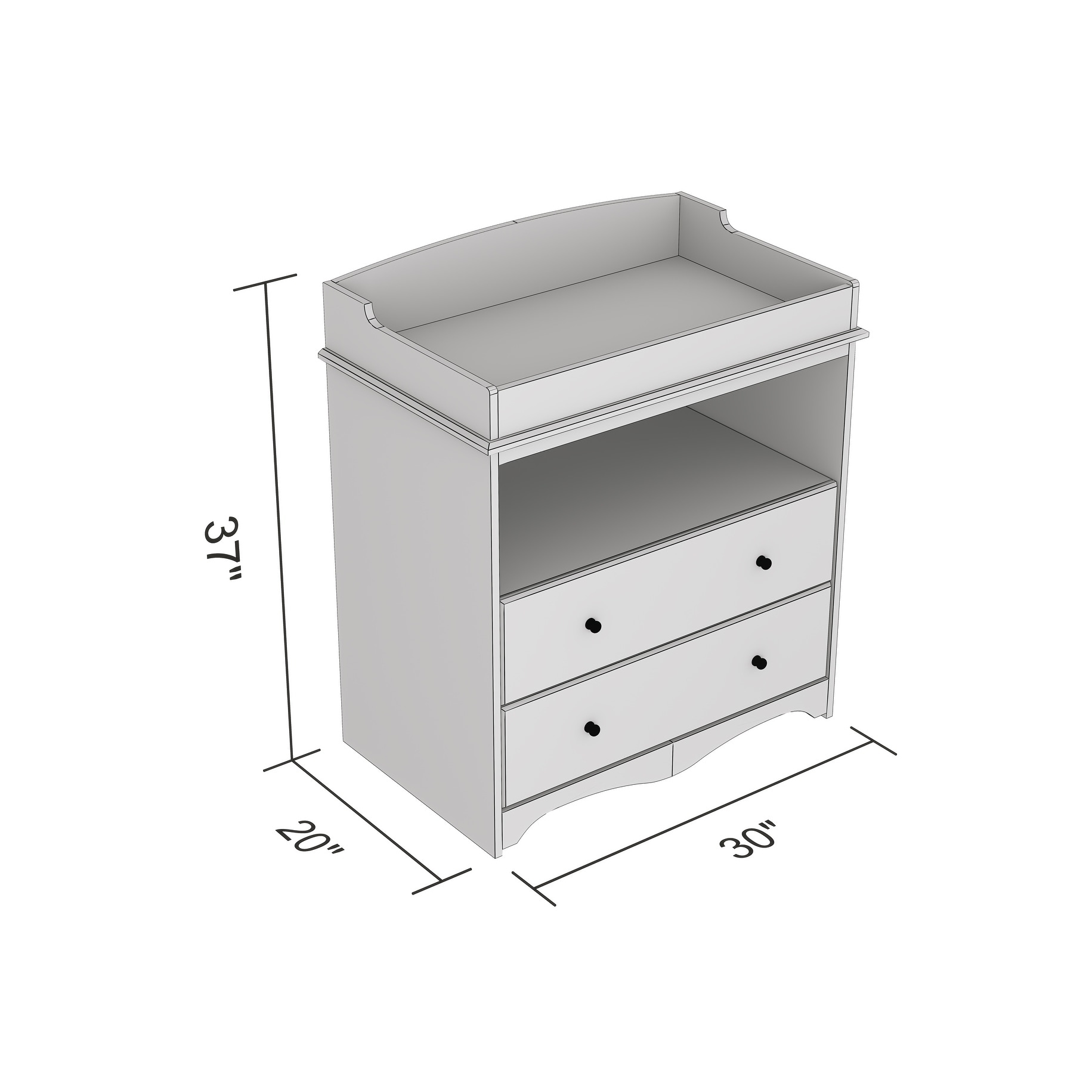 Shop Changing Table 35 L White 1 Shelf With 2 Drawers Ships To