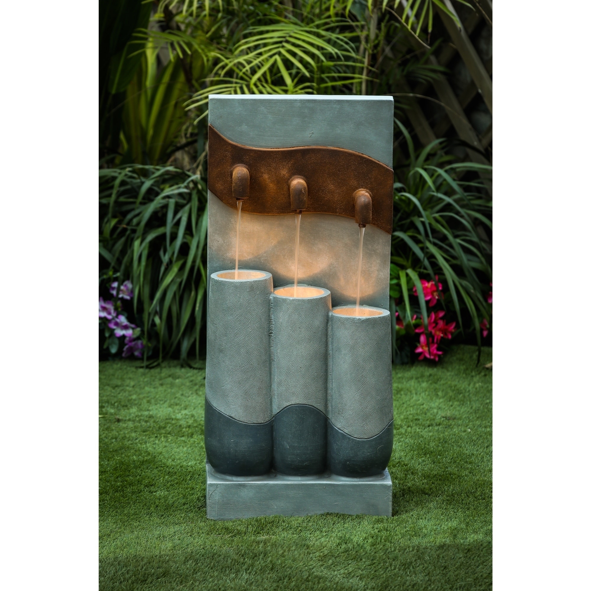 Shop Cement Modern Pots Outdoor Patio Fountain With Led Light Overstock 28964674