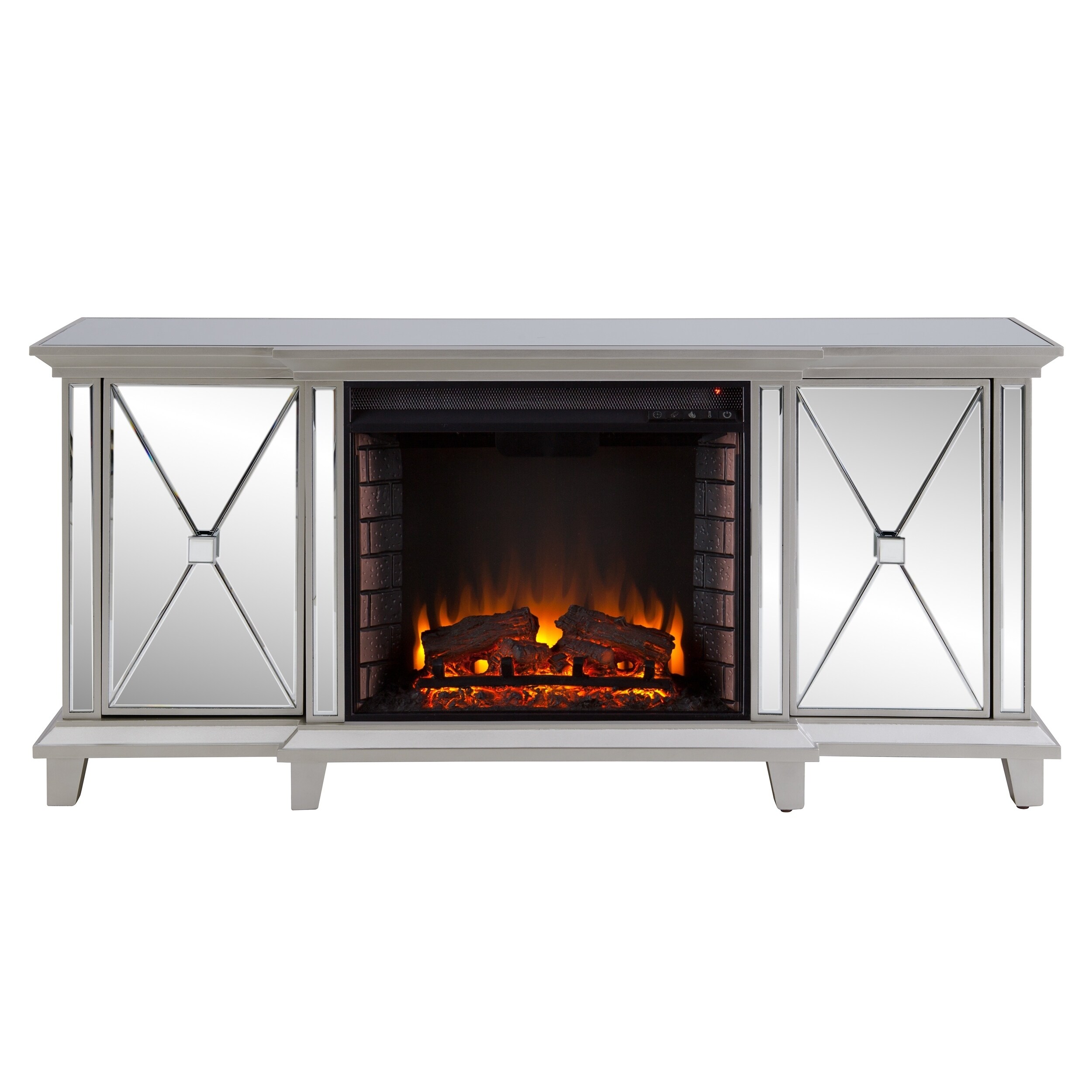 Shop Silver Orchid Talmar Mirrored Fireplace Media Console On