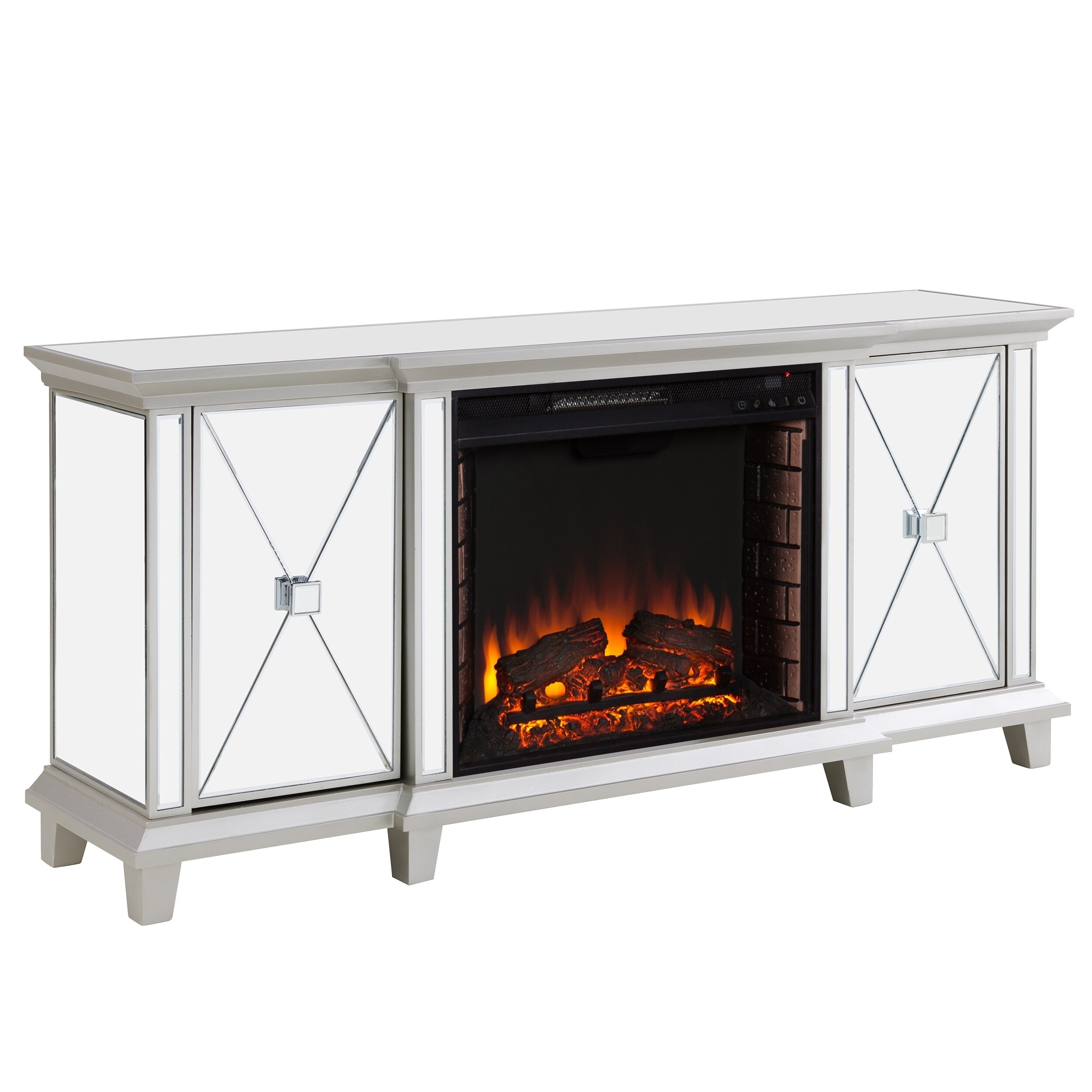 Shop Silver Orchid Talmar Mirrored Fireplace Media Console On