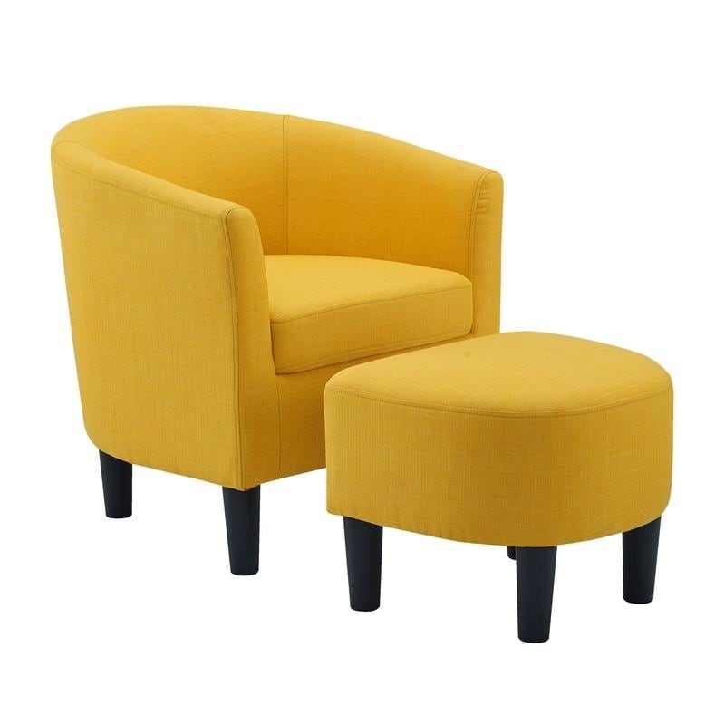 Shop Camilla Fabric Barrel Chair With Ottoman Set On Sale