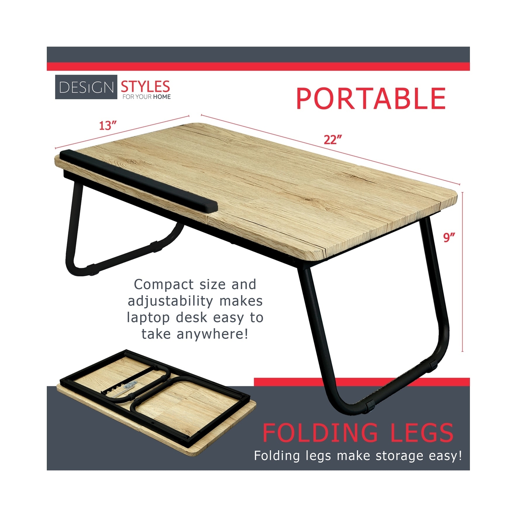 Shop Designstyles Adjustable Laptop Table With Foldable Legs