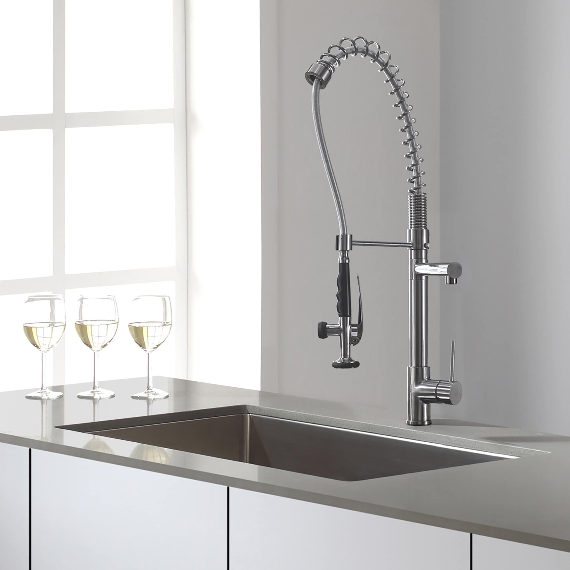 Kraus Commercial Style Single Handle Kitchen Faucet With Pull Down Kraus Commercial Style Single Handle Kitchen Faucet With Pull Down Pre Rinse Sprayer Free Shipping Today 11345091