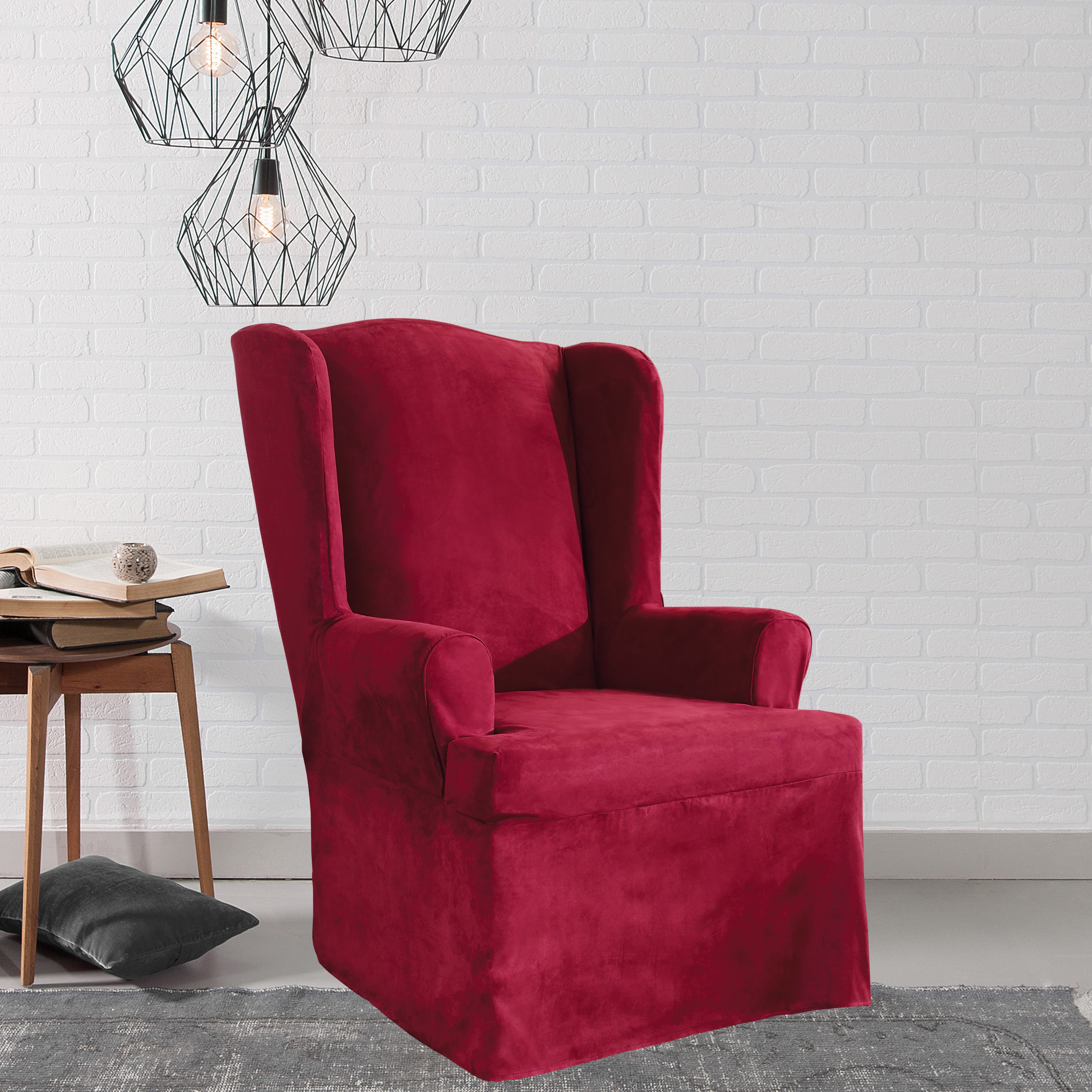 Shop Sure Fit Stretch Suede Wing Chair Slipcover On Sale Free