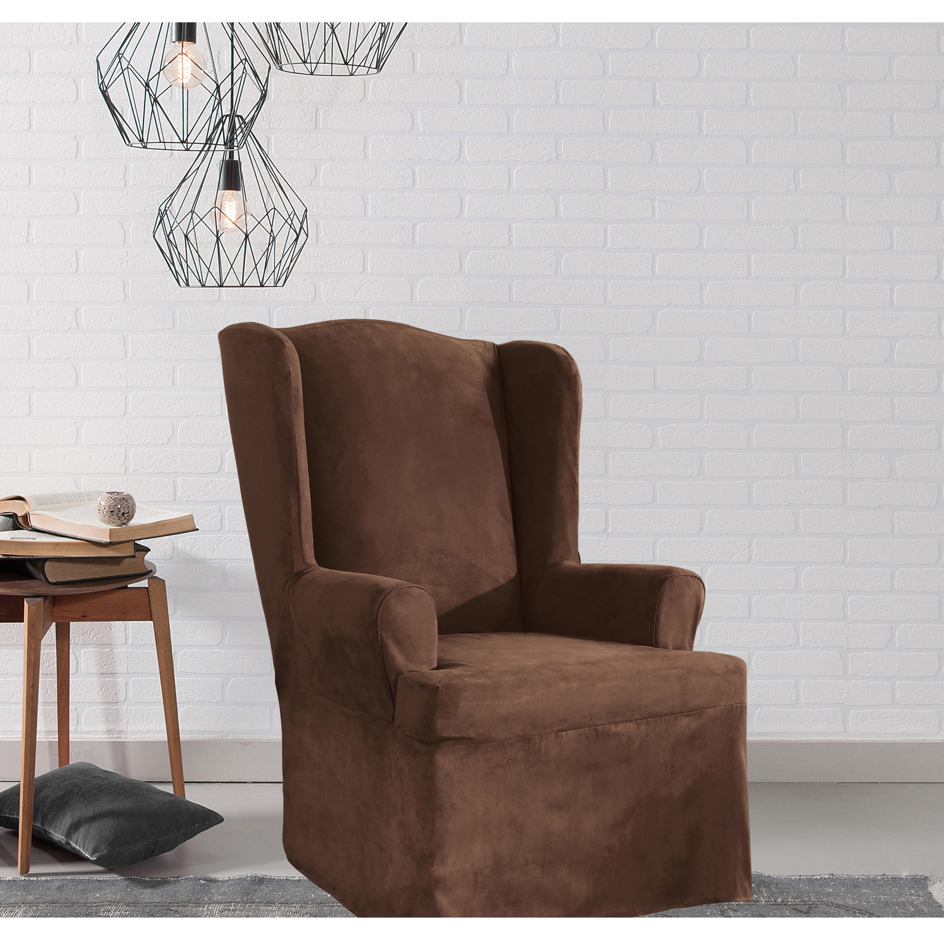 Shop Sure Fit Stretch Suede Wing Chair Slipcover On Sale Free