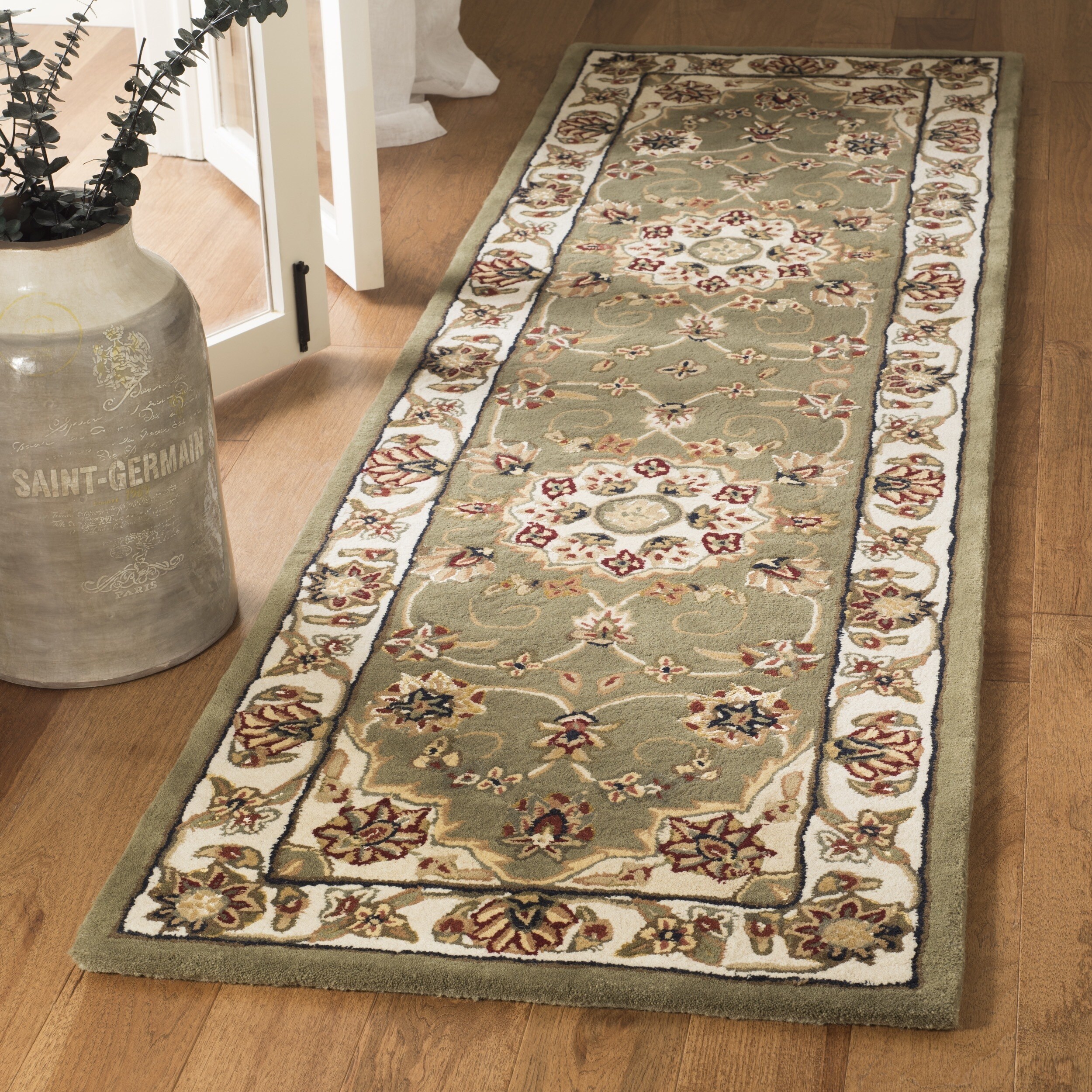 Shop Safavieh Handmade Tabriz Green Ivory Wool And Silk Runner Rug