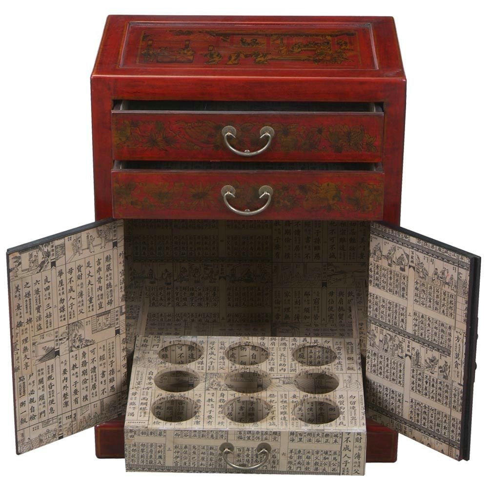 Handmade Hand Painted Oriental Wine Bar Cabinet Red China Handmade Hand Painted Oriental Wine Bar Cabinet Red China Free Shipping Today 3260515