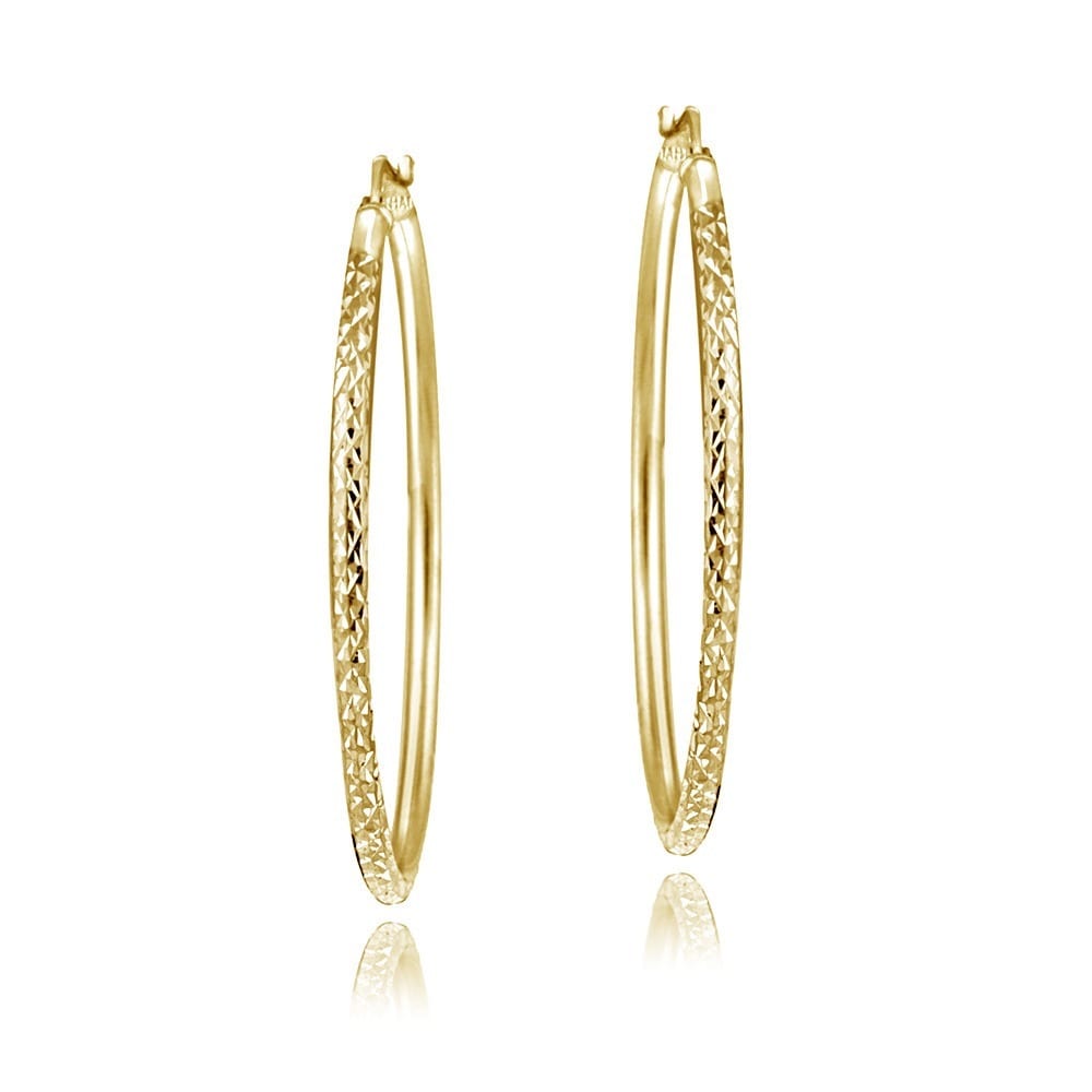 Mondevio 22k Gold Over Sterling Silver Diamond Cut Hoop Mondevio 22k Gold Over Sterling Silver Diamond Cut Hoop Earrings On Free Shipping Orders 45 3437546