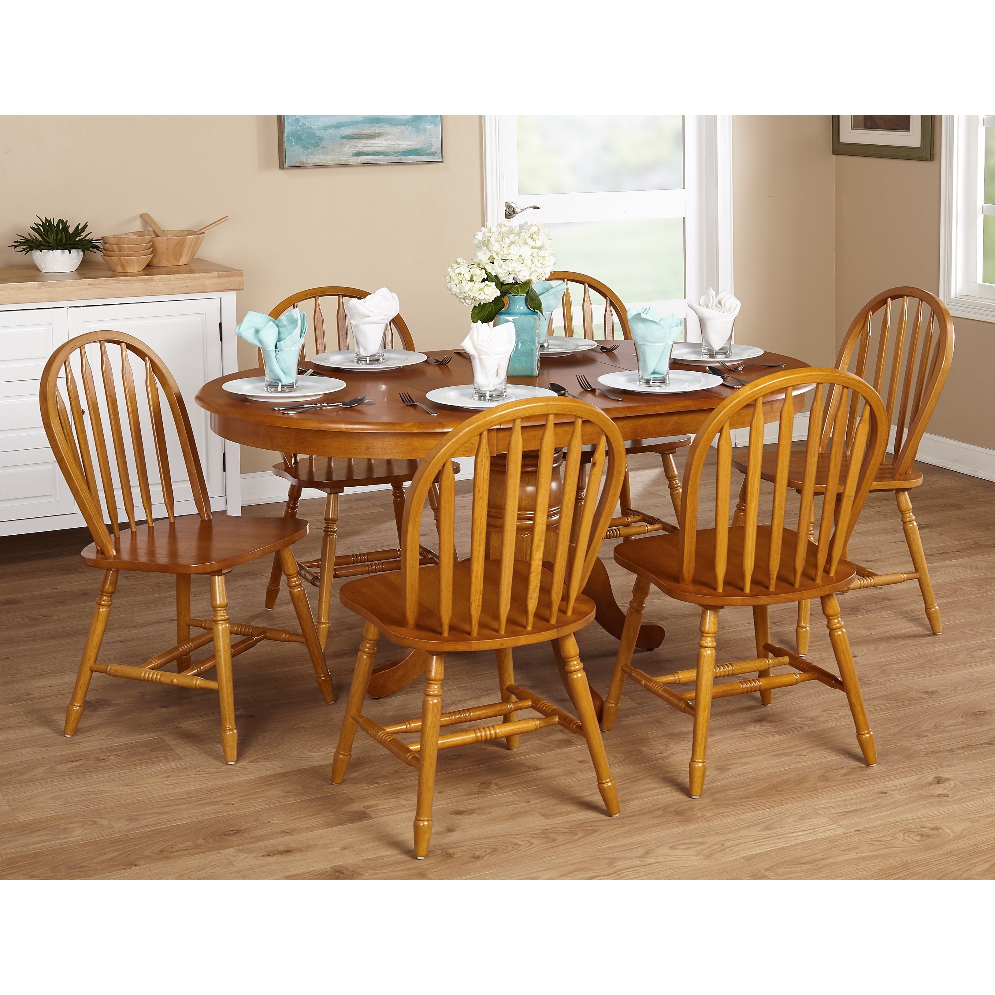 Simple Living Farmhouse 5 Or 7 Piece Oak Dining Set Free