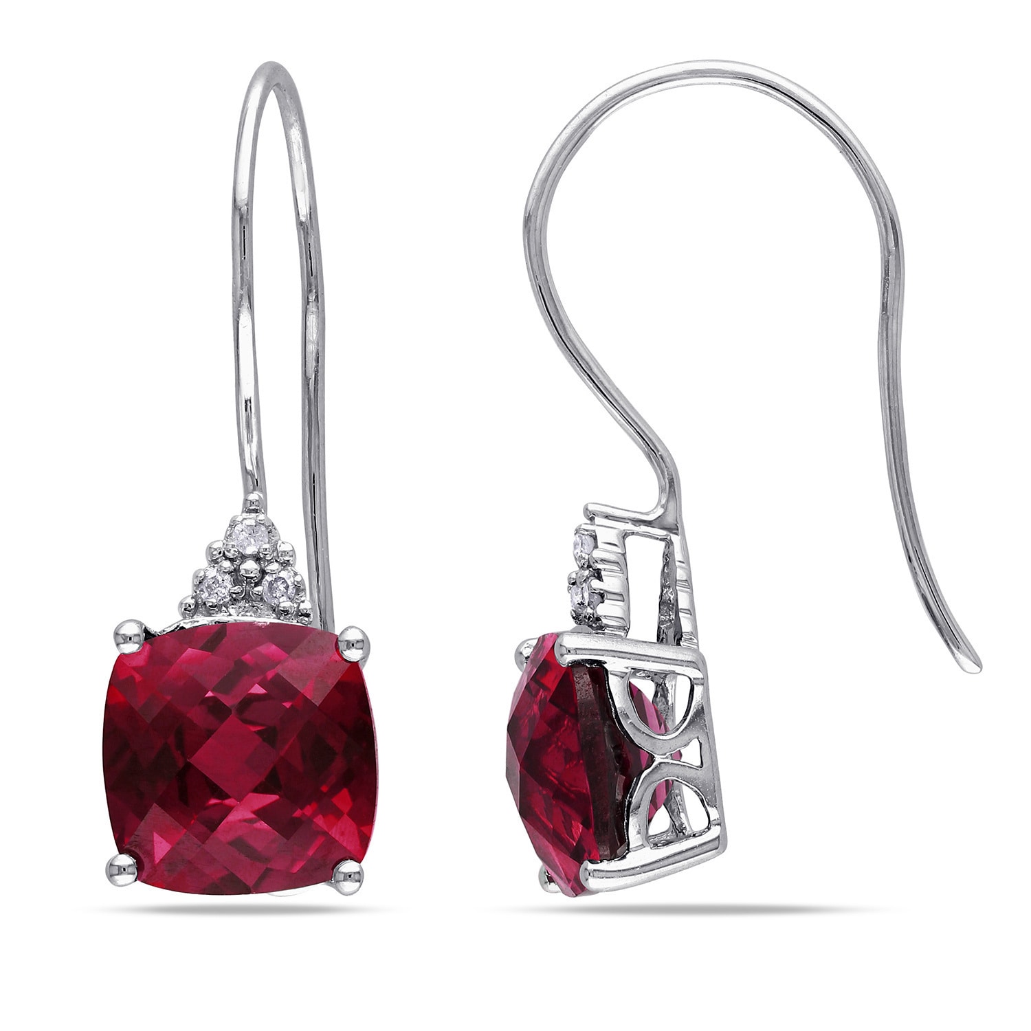 Miadora 10k White Gold Diamond And Created Ruby Earrings Free Miadora 10k White Gold Diamond And Created Ruby Earrings Free Shipping Today 11921722