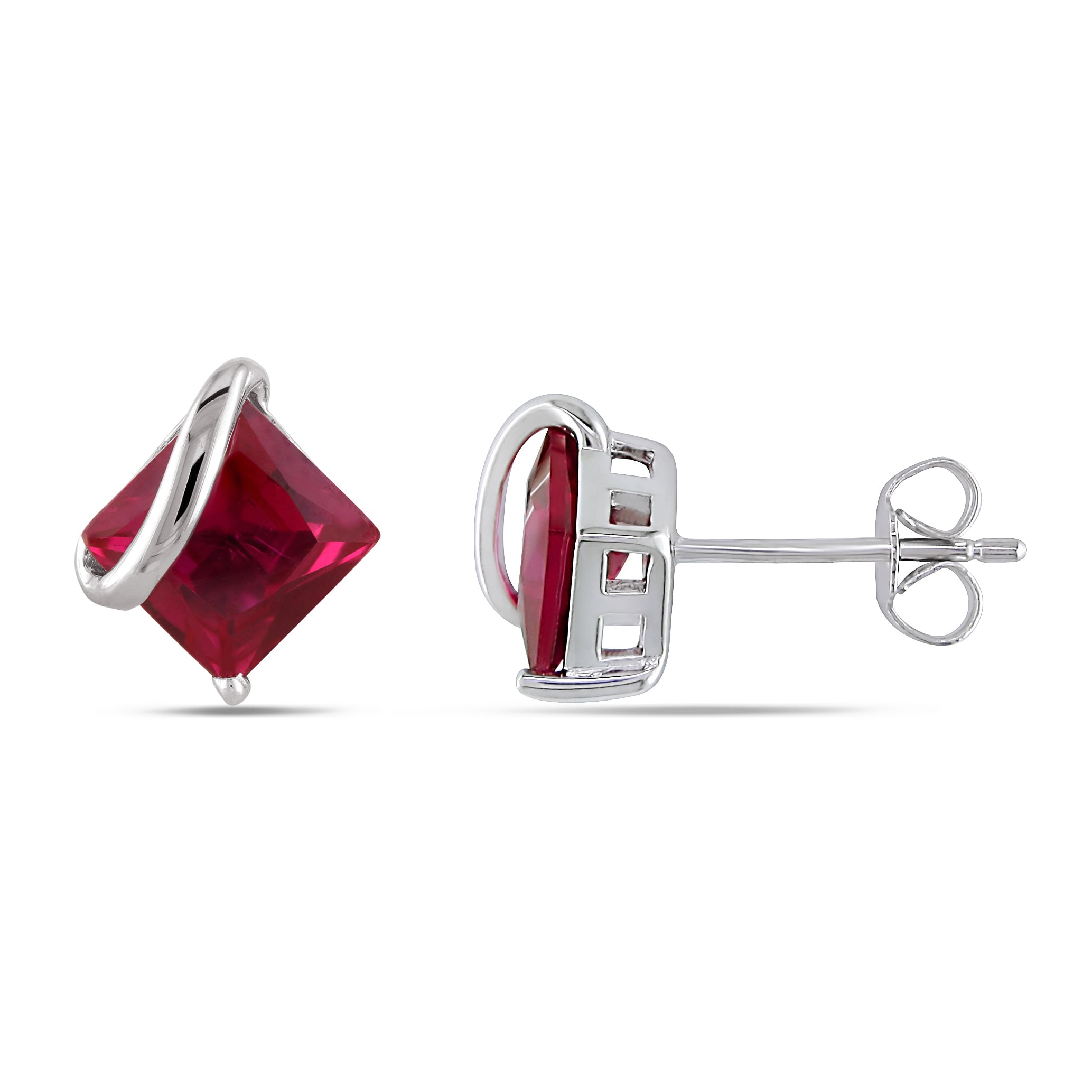 Miadora 10k White Gold Square Created Ruby Earrings On Miadora 10k White Gold Square Created Ruby Earrings On Free Shipping Today 3884858