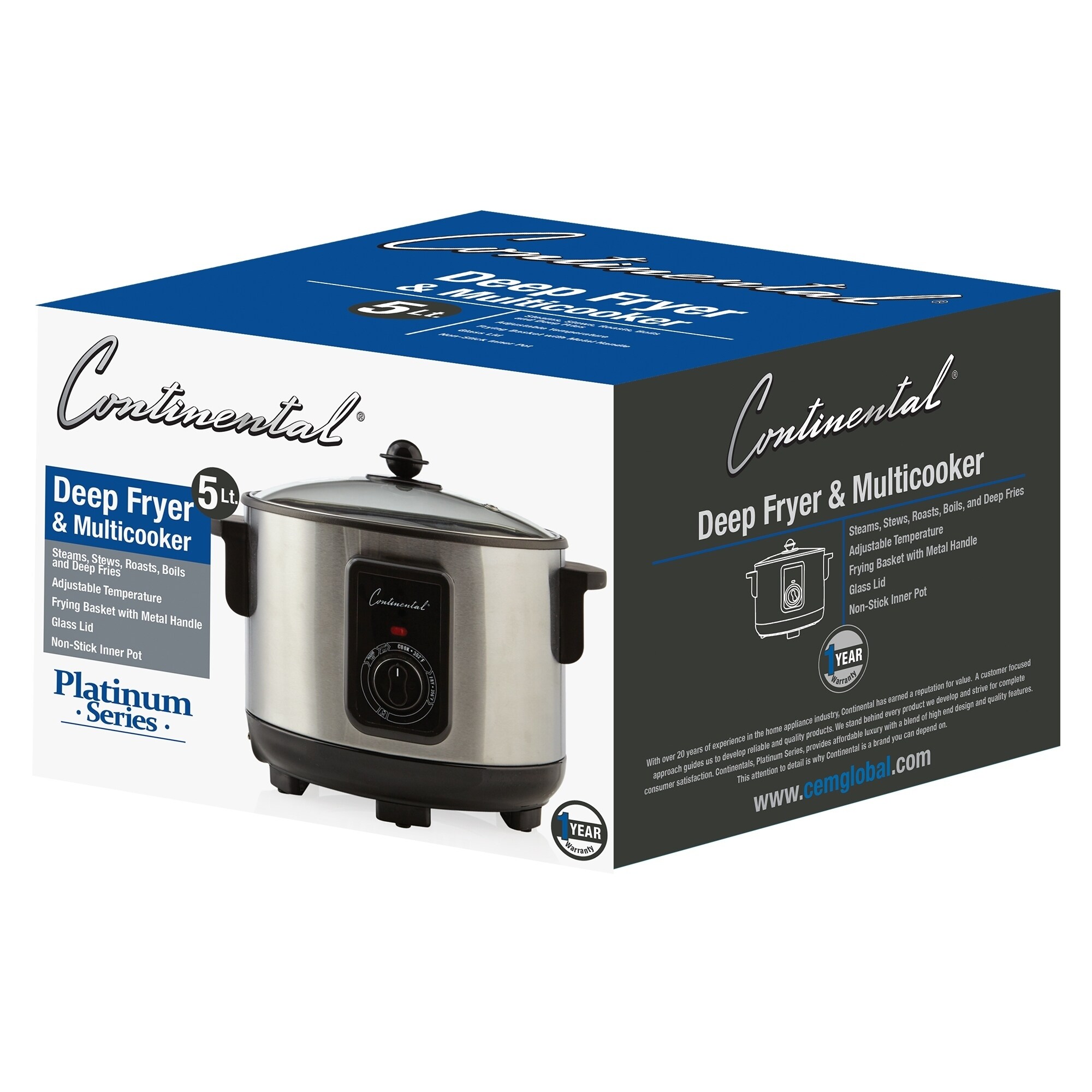 Shop Continental Electric 5 Lt Deep Fryer and Multi Cooker Stainless Steel  - Free Shipping On Orders Over $45 - Overstock - 3907150