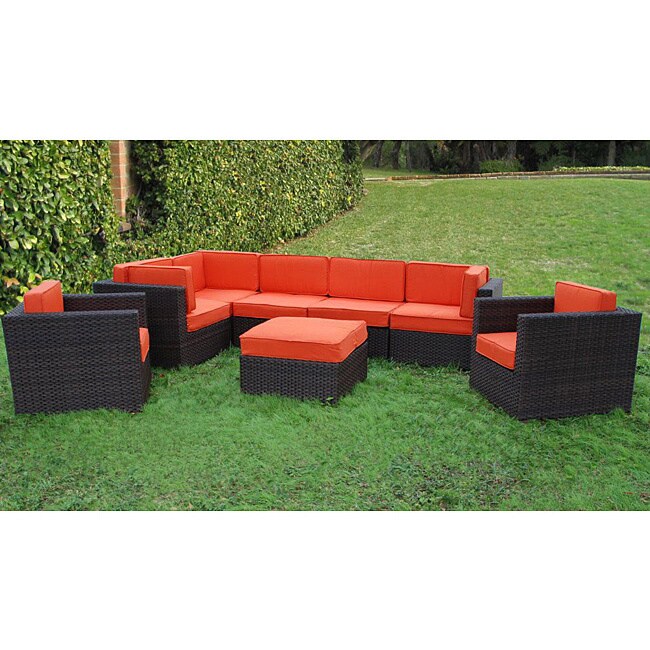 Atlantic Siena 8 Piece Patio Set With Orange Cushions On Atlantic Siena 8 Piece Patio Set With Orange Cushions