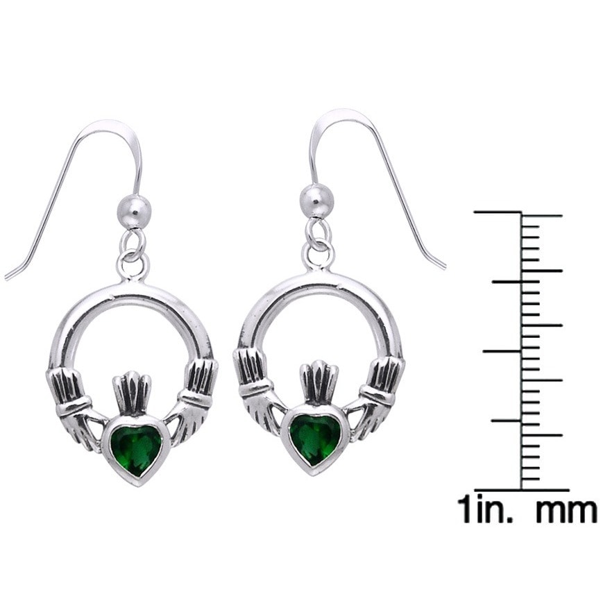 Sterling Silver Celtic Claddagh Created Emerald Dangle Earrings Sterling Silver Celtic Claddagh Created Emerald Dangle Earrings Green Free Shipping On Orders Over 45 12085020