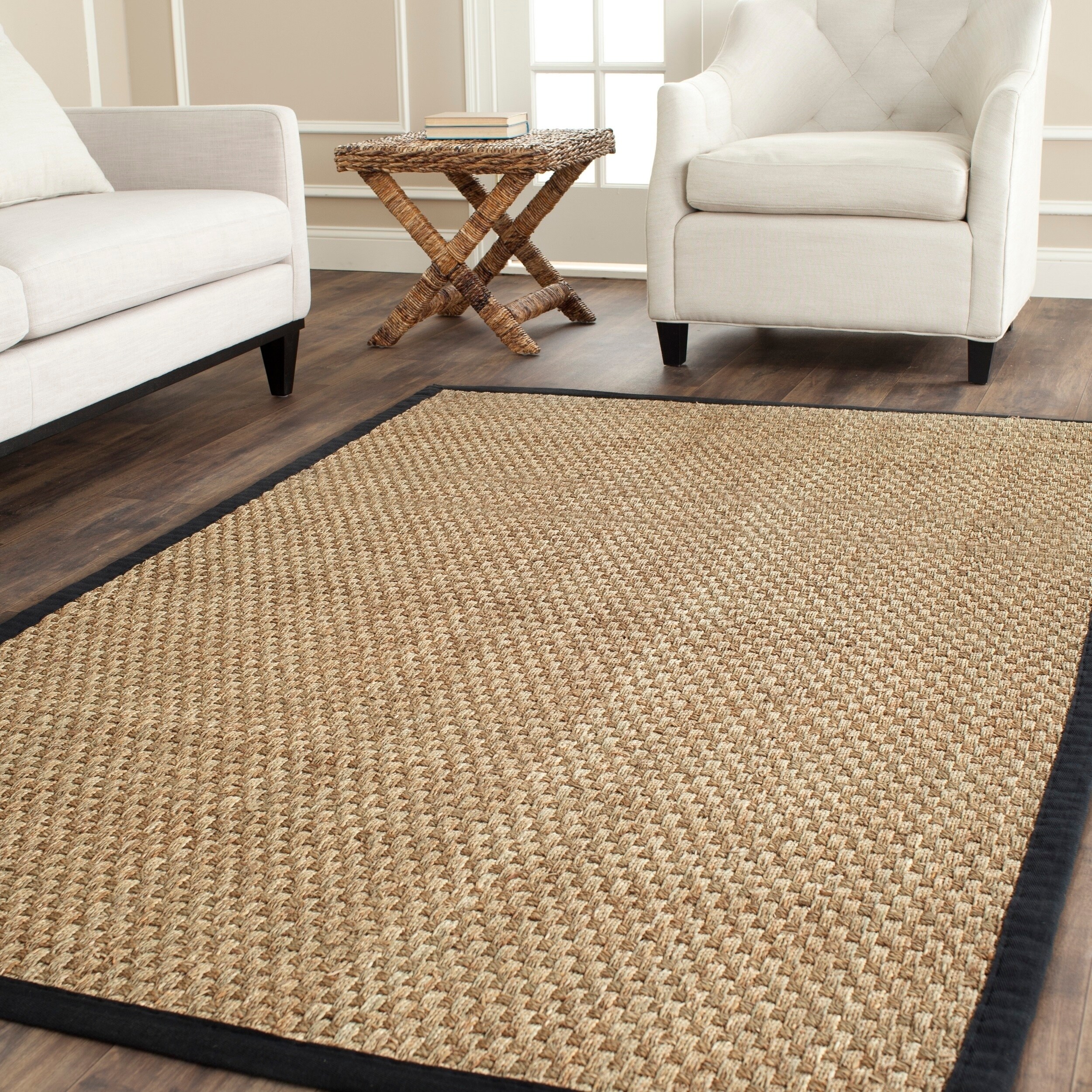 Shop Safavieh Casual Natural Fiber Natural And Black Border Seagrass