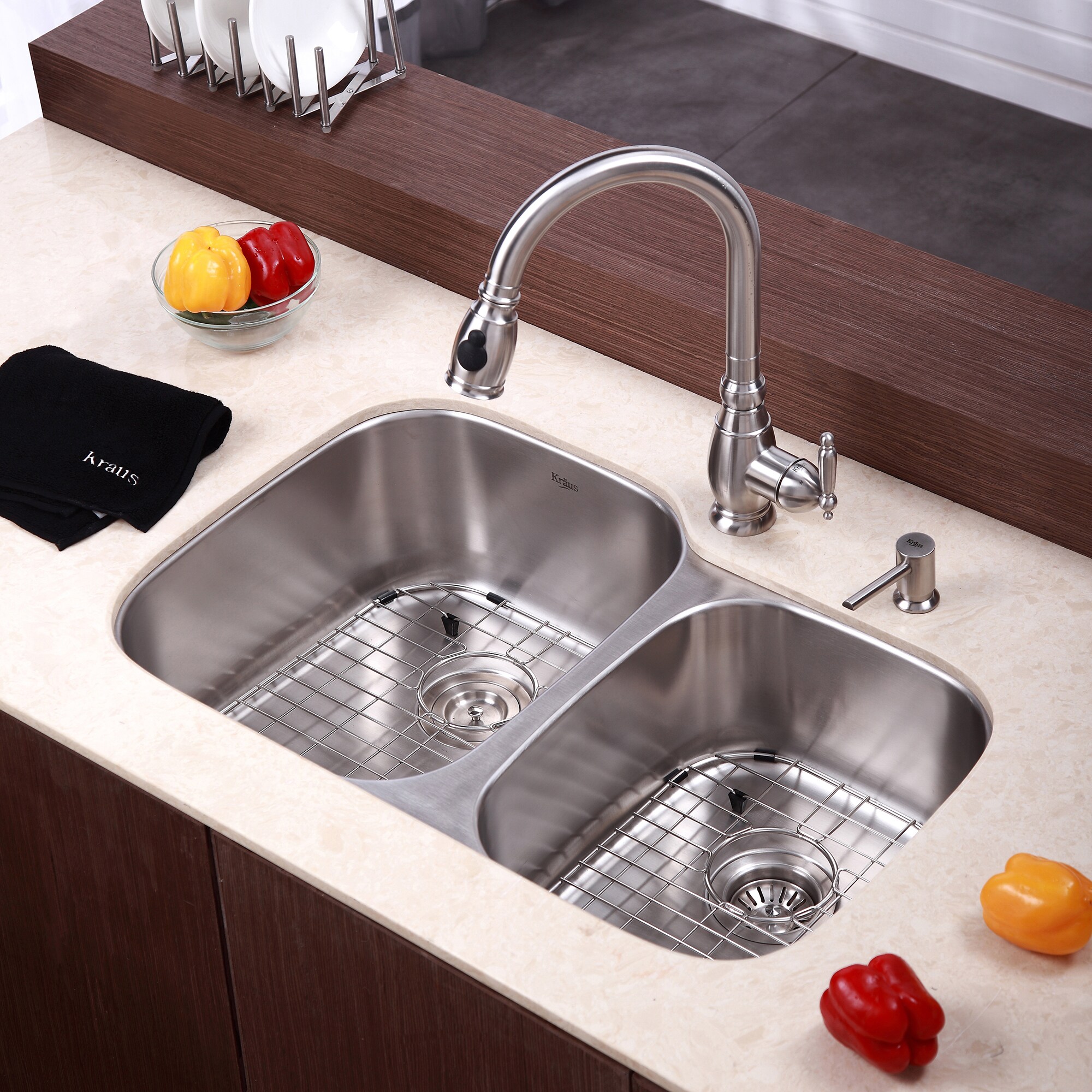 Kraus Kbu24 Premier Undermount 32 In 16g 60 40 2 Bowl Satin Kraus Kbu24 Premier Undermount 32 In 16g 60 40 2 Bowl Satin Stainless Steel Kitchen Sink Grids Strainers Towel On Free Shipping Today