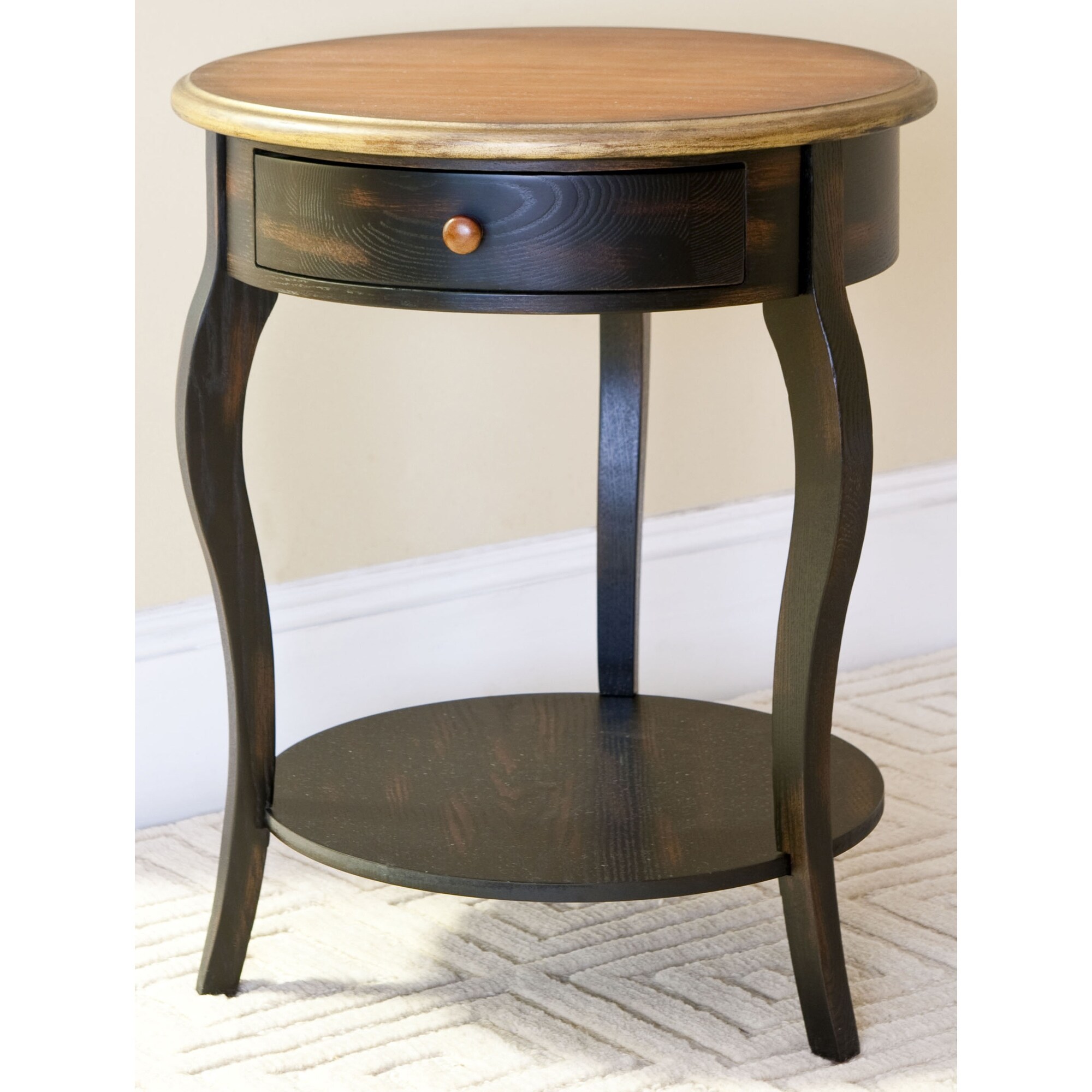 Shop Safavieh Emma Round Side Table With Drawer Black Free