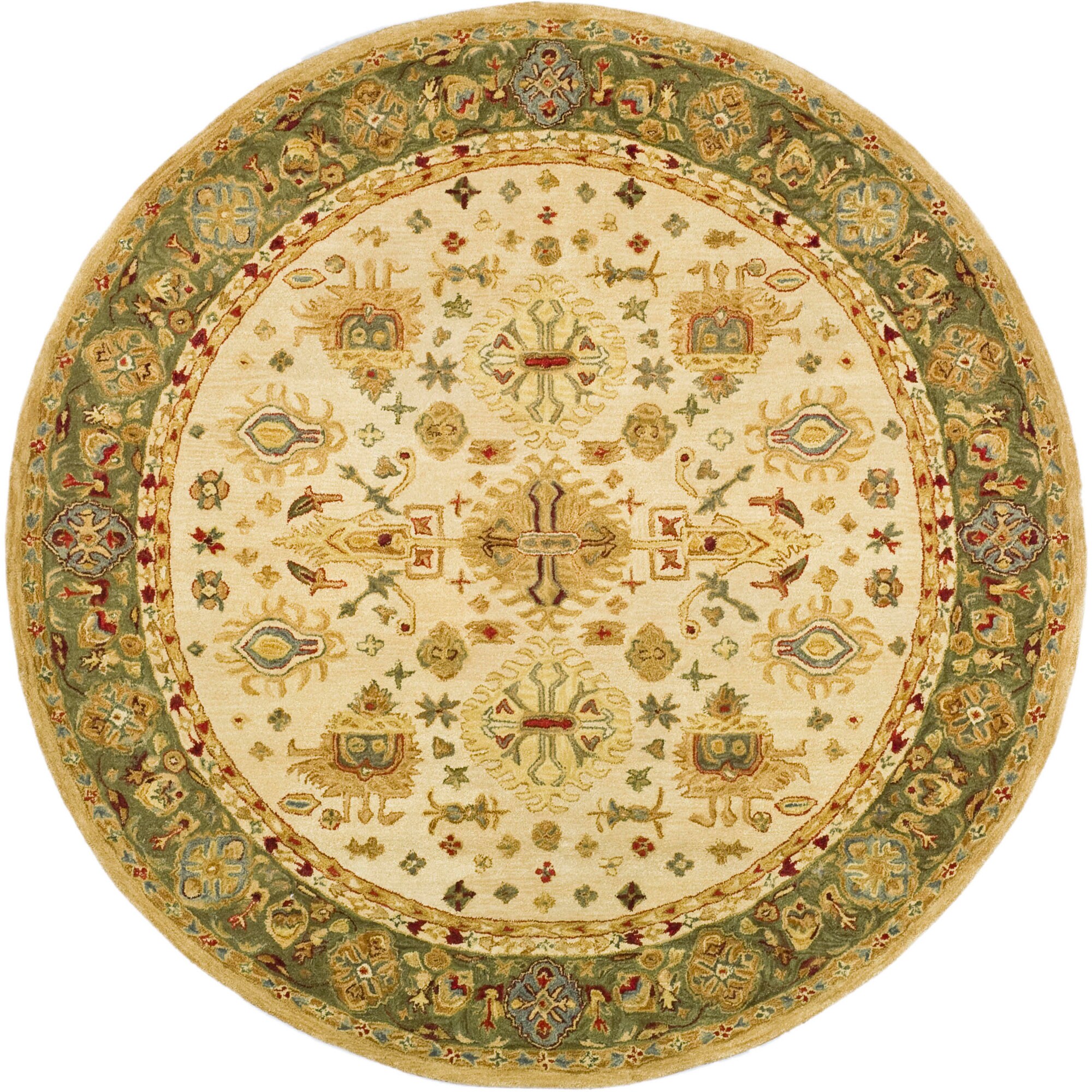 Safavieh Handmade Anatolia Oriental Heirloom Ivory Light Green Hand Safavieh Handmade Anatolia Oriental Heirloom Ivory Light Green Hand Spun Wool Rug 4 X Round Free Shipping Today 12357093