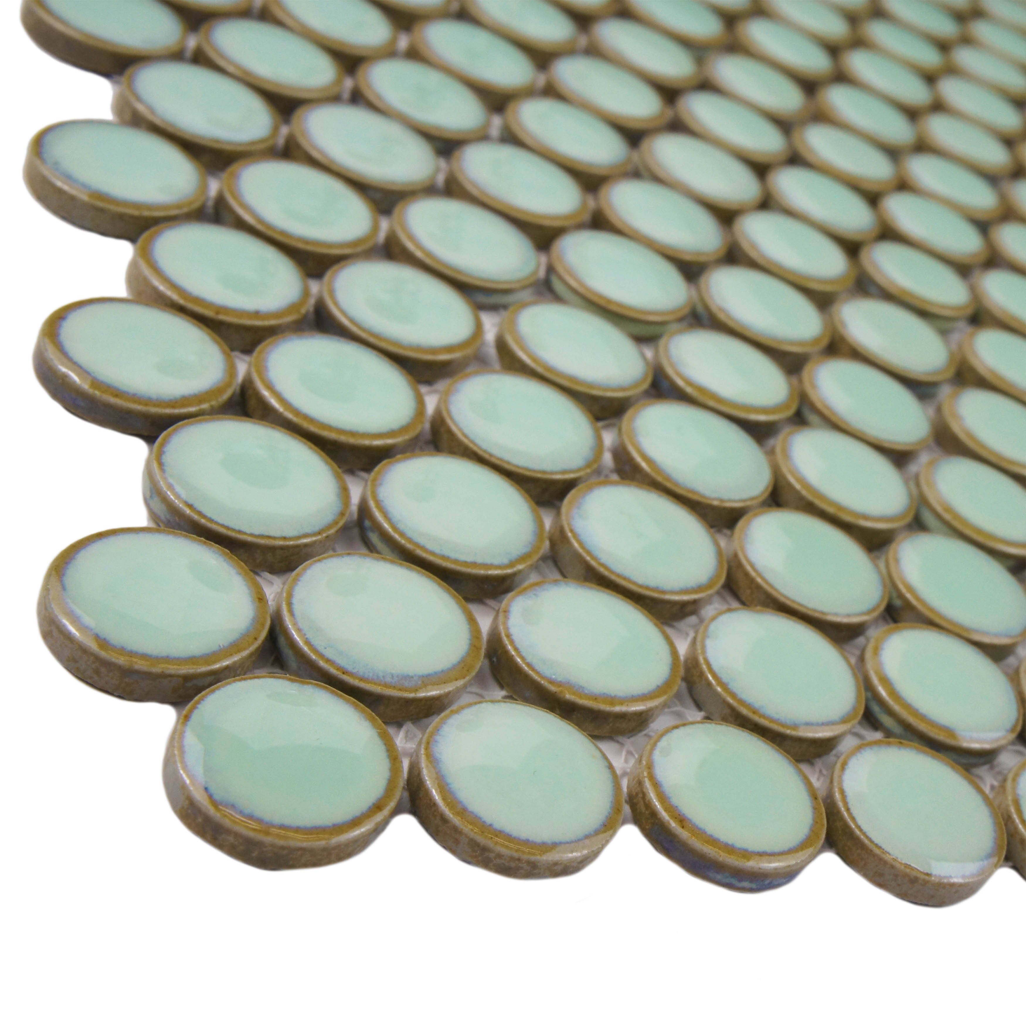 Somertile 12x12 625 Inch Penny Light Green Porcelain Mosaic Floor Somertile 12x12 625 Inch Penny Light Green Porcelain Mosaic Floor And Wall Tile 10 Case 2 Sqft Free Shipping On Orders Over 45