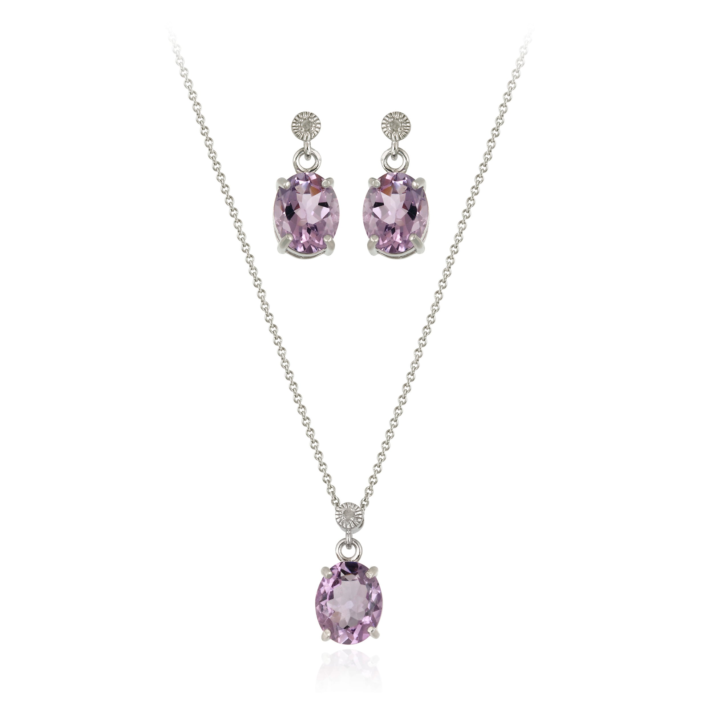 Glitzy Rocks Sterling Silver 7 8 Ctw Amethyst Necklace And Glitzy Rocks Sterling Silver 7 8 Ctw Amethyst Necklace And Earrings Set On Free Shipping Orders Over 45 4719223
