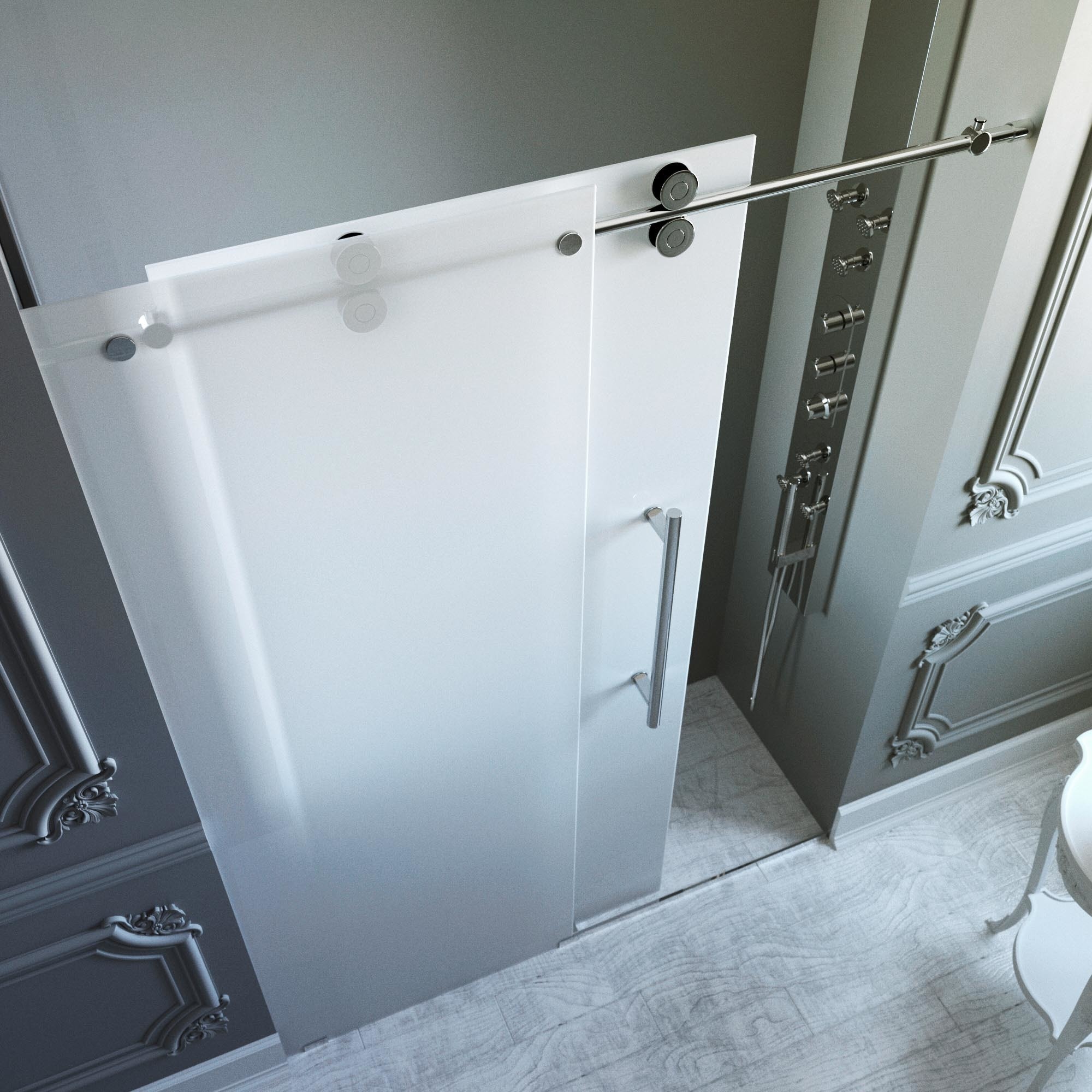 Vigo 60 Inch Frameless Frosted Glass Sliding Shower Door Free Vigo 60 Inch Frameless Frosted Glass Sliding Shower Door Free Today Com 4732875