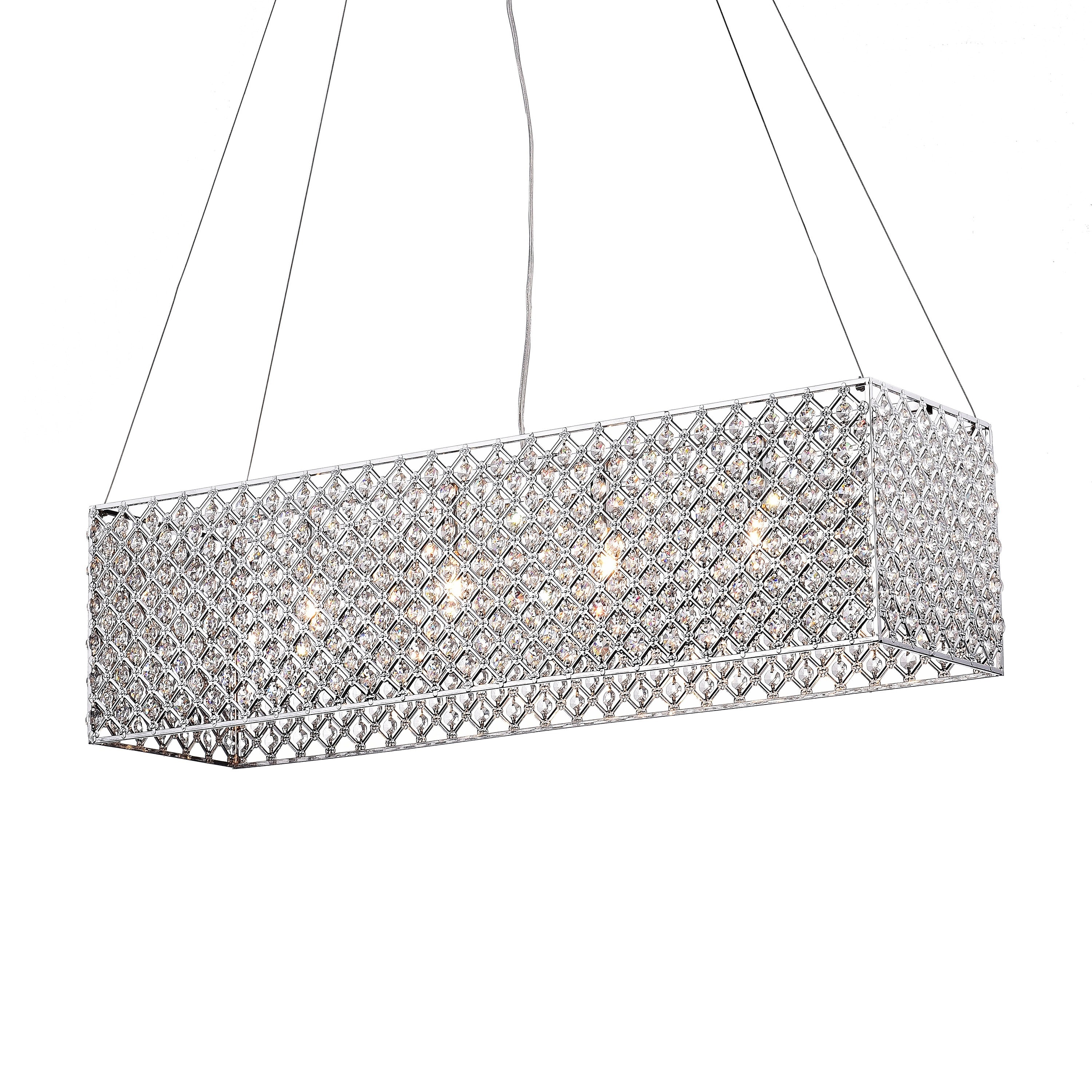 Chrome Crystal 4 Light Rectangular Adjule Height Chrome Crystal 4 Light Rectangular Adjule Height Chandelier On Free Today Com 4737576