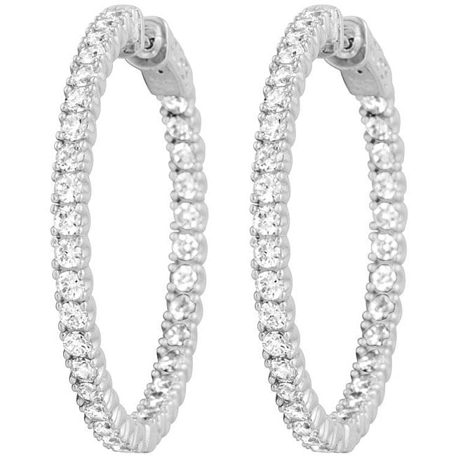 Platinum Plated Sterling Silver Cubic Zirconia Inside Out Hoop Platinum Plated Sterling Silver Cubic Zirconia Inside Out Hoop Earrings Free Shipping Today 4762762
