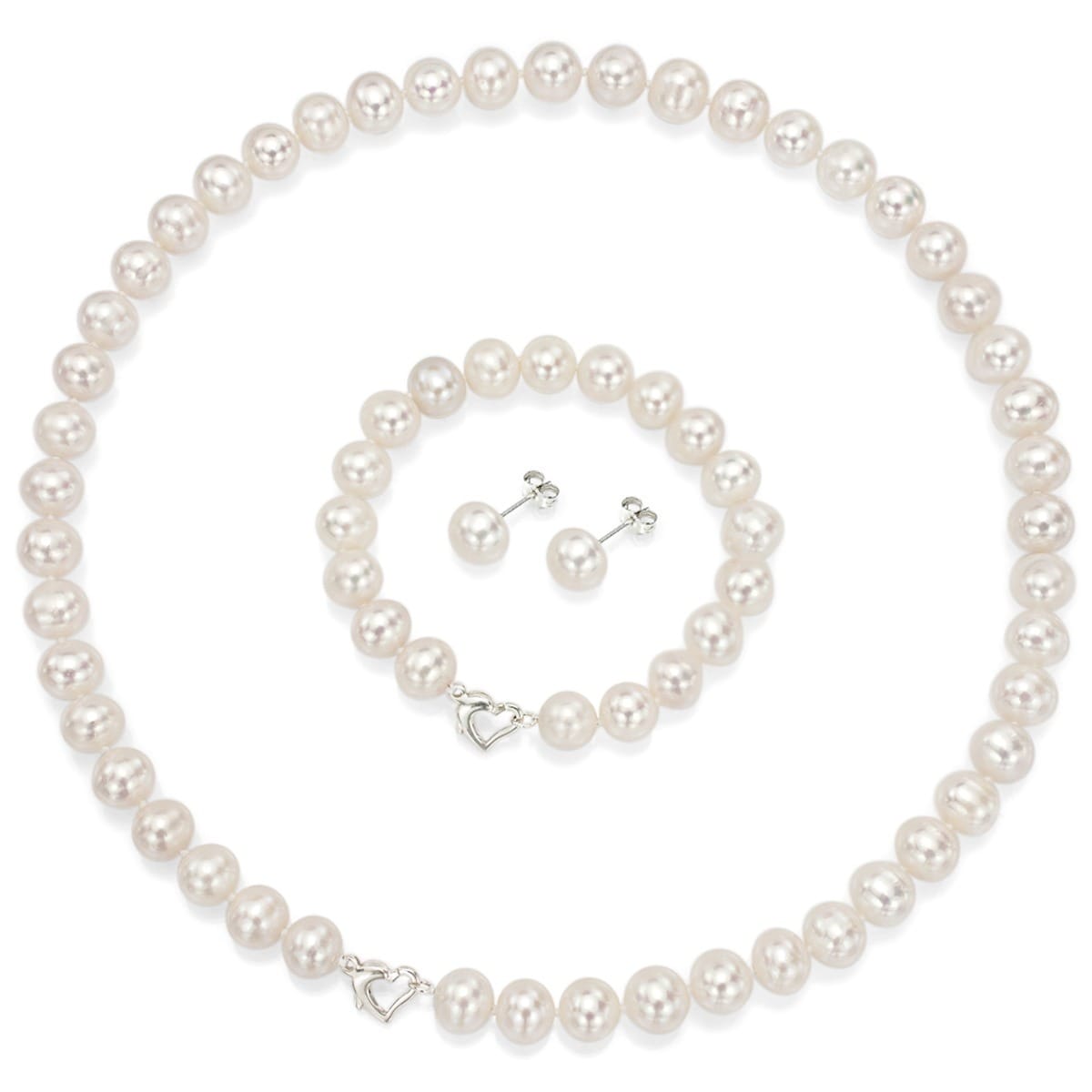 Davonna Sterling Silver Freshwater Pearl Necklace Bracelet And Davonna Sterling Silver Freshwater Pearl Necklace Bracelet And Earring Set 18 White On Free Shipping Today 4846523