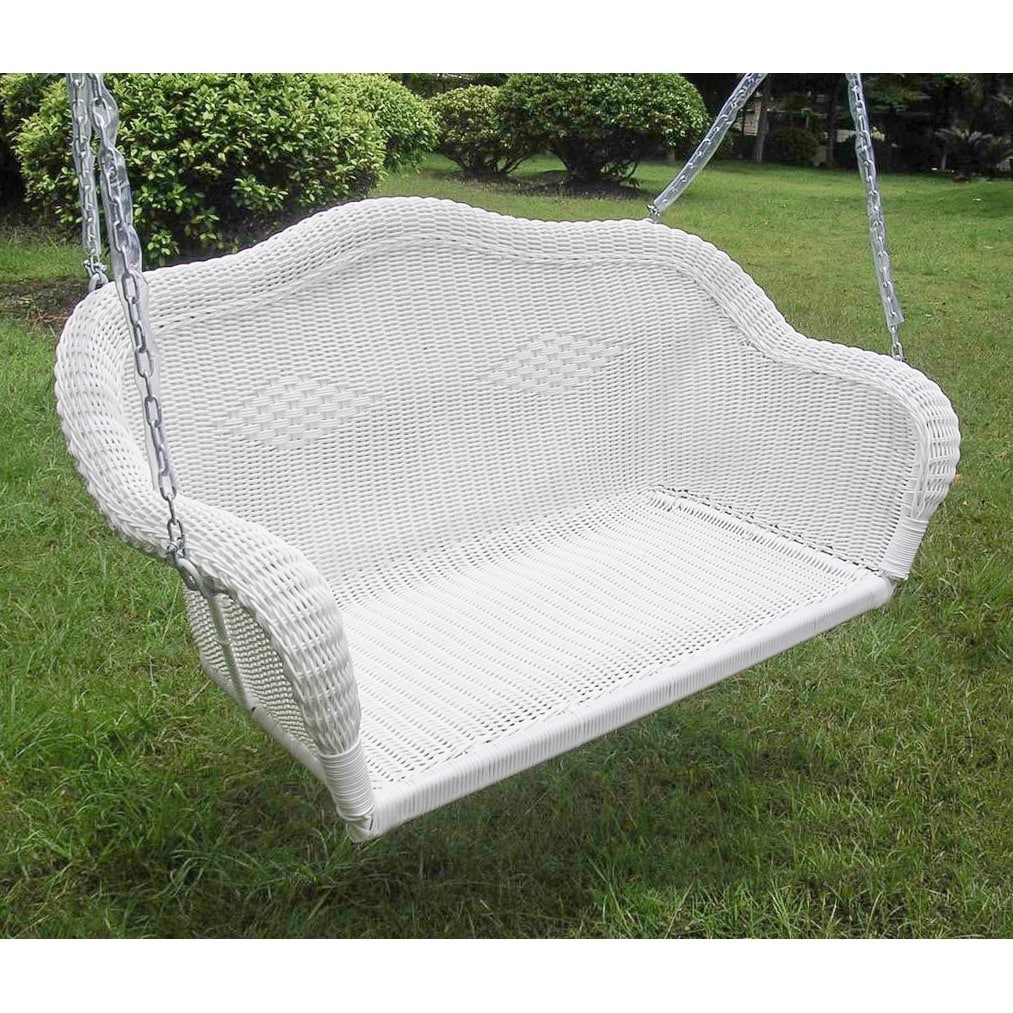 International Caravan Resin Wicker Hanging Loveseat Swing